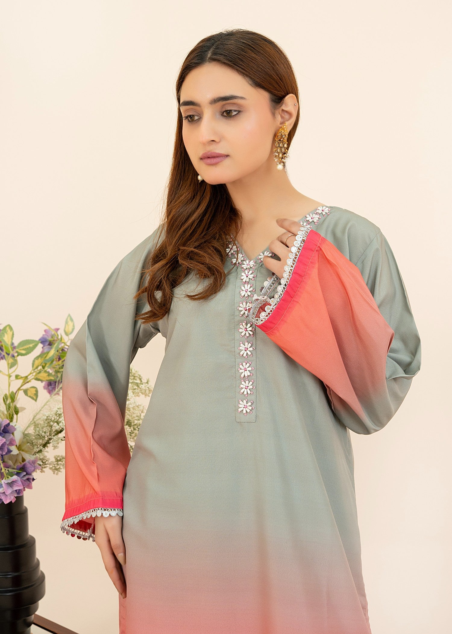 grip Kurta Set in Grey