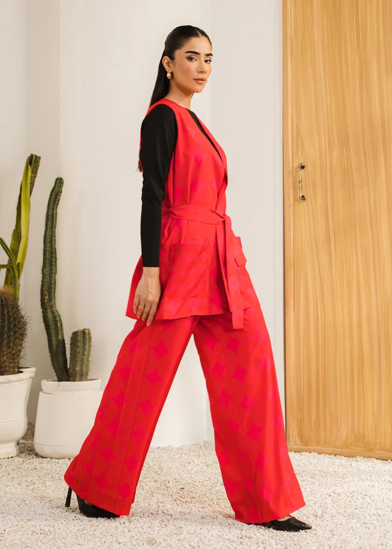 crepe Jacket in Red