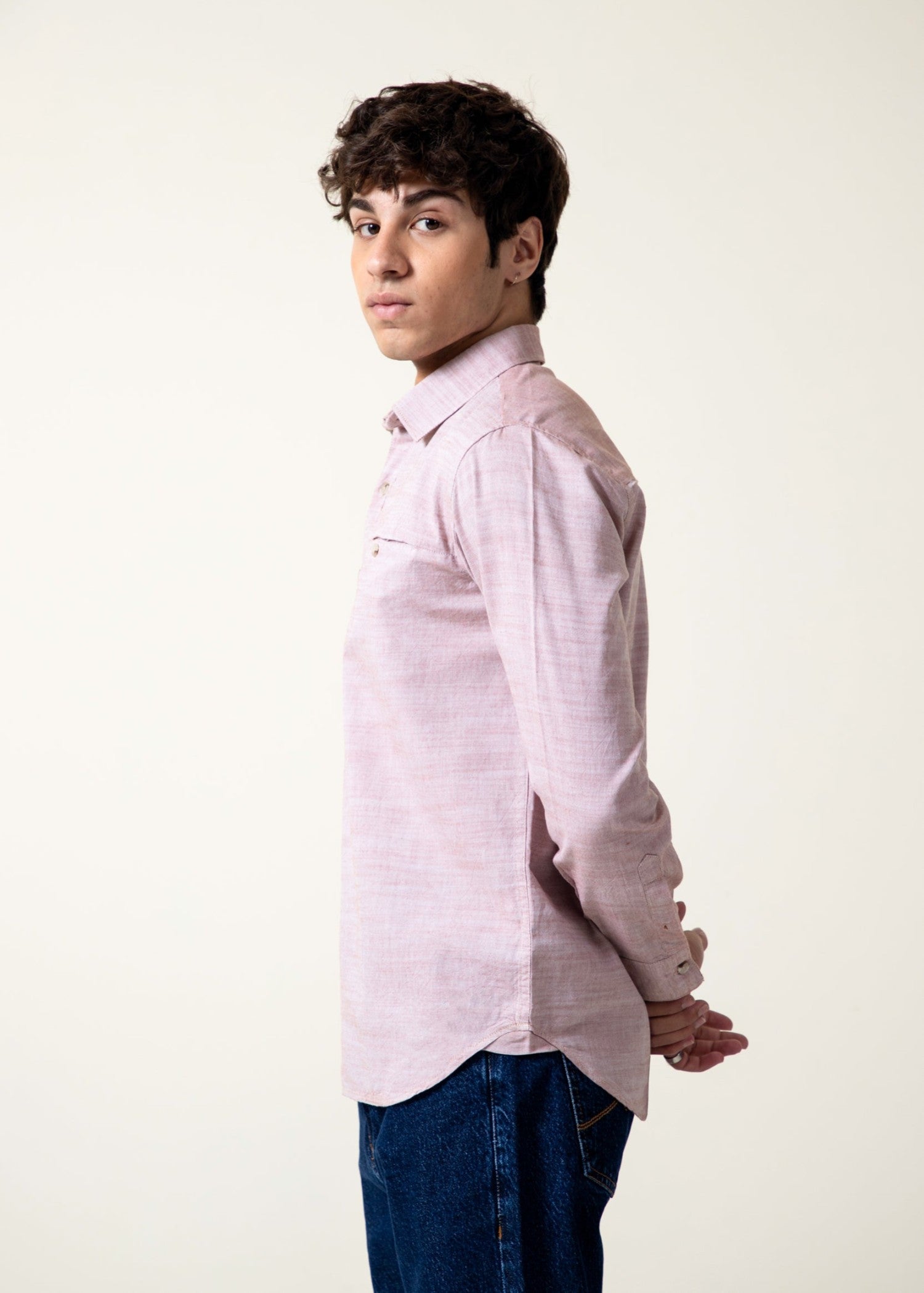 chambray Casual Shirt in Light pink