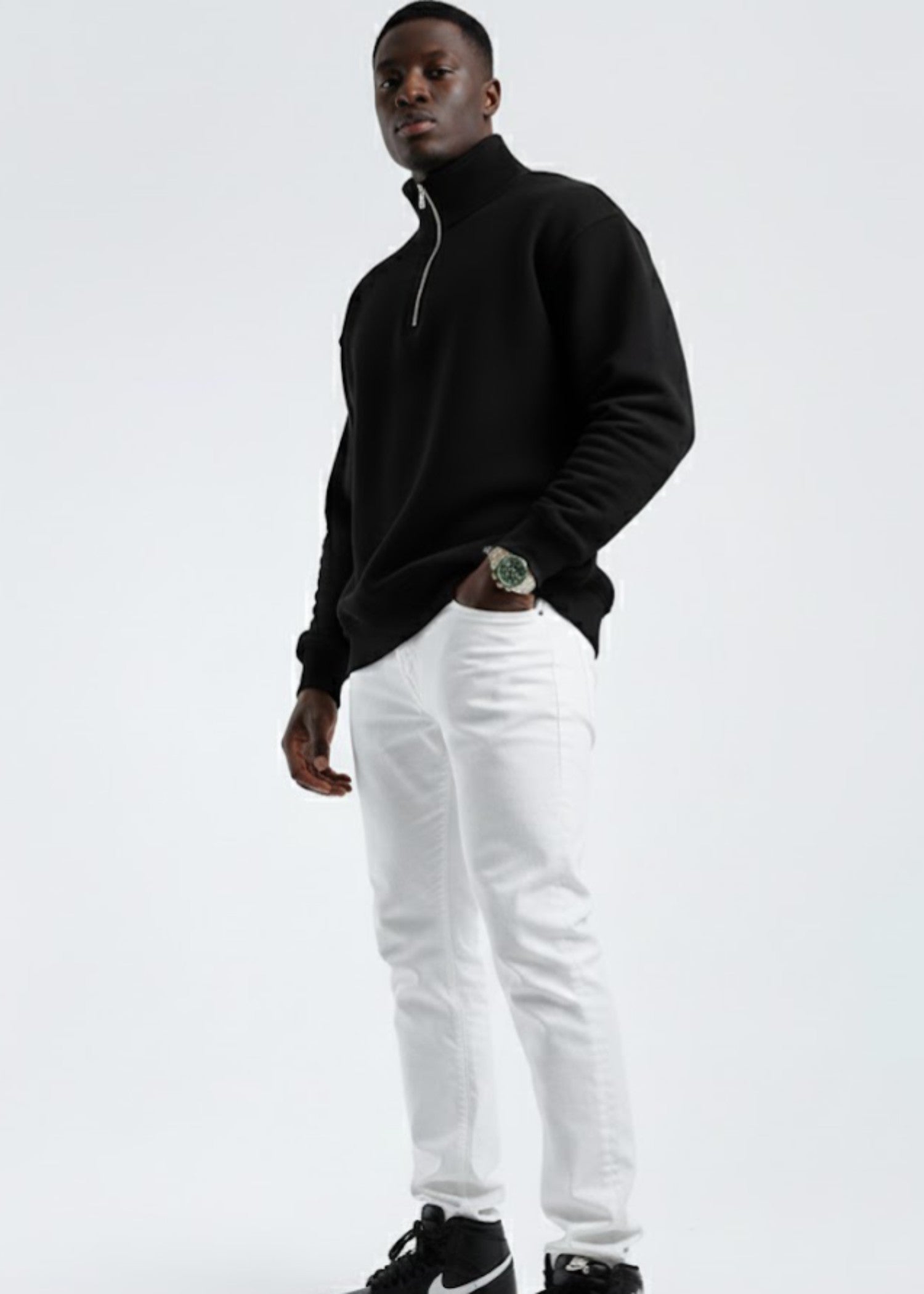 cotton linen Sweatshirt in Black