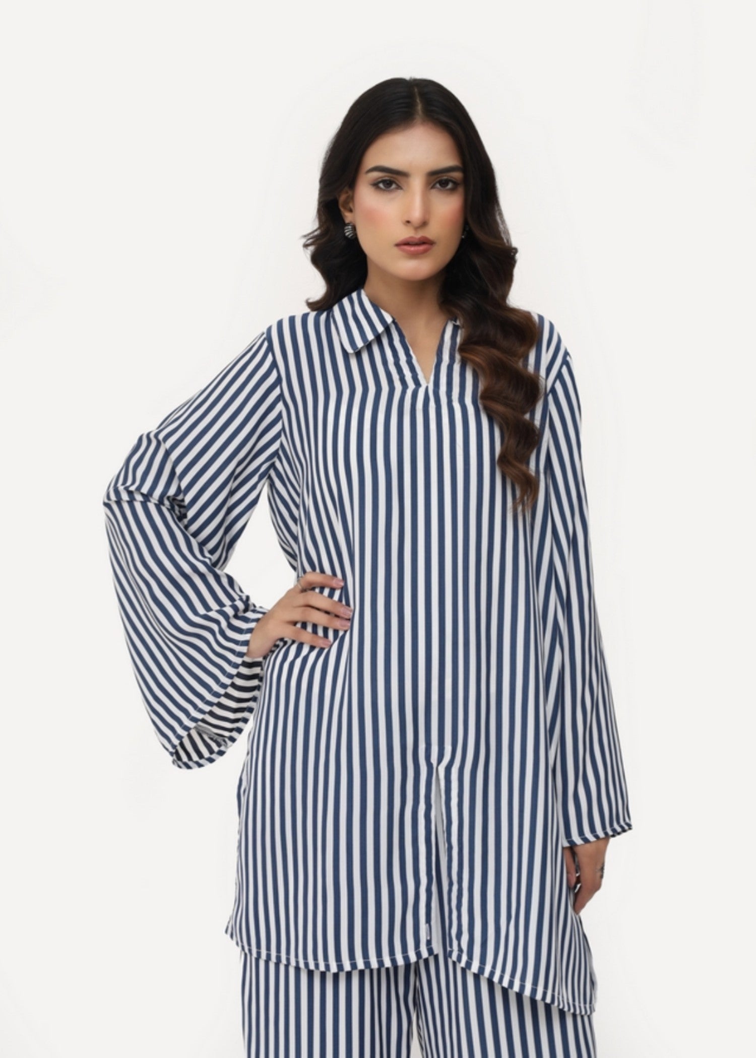 silk finish lawn Co Ord Sets in Navy blue
