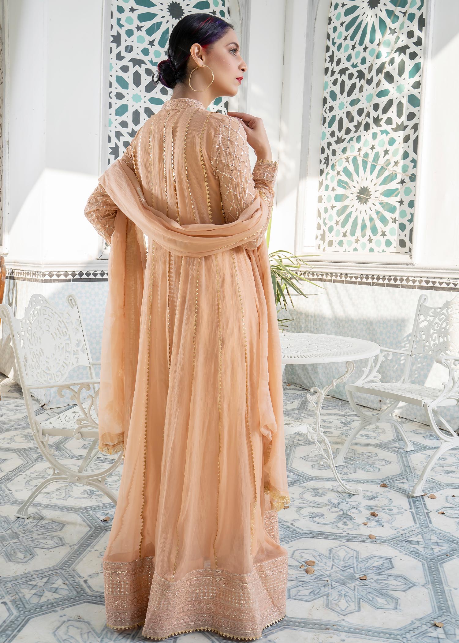 chiffon Maxi in Peach pink
