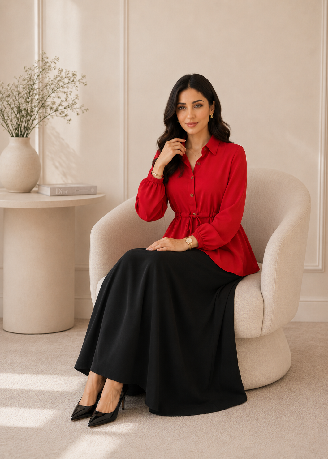 georgette Top in Red