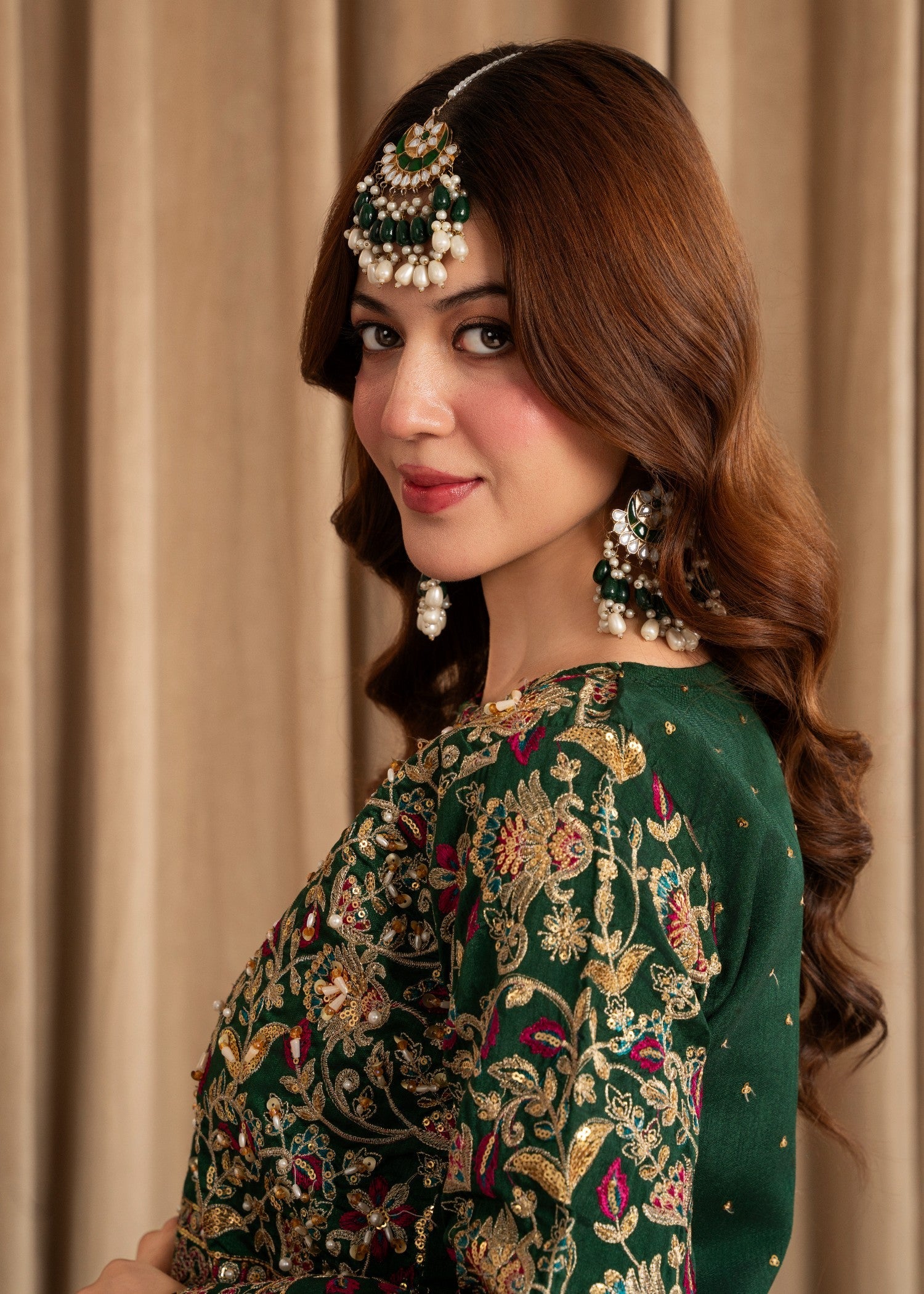raw silk Lehenga in Green