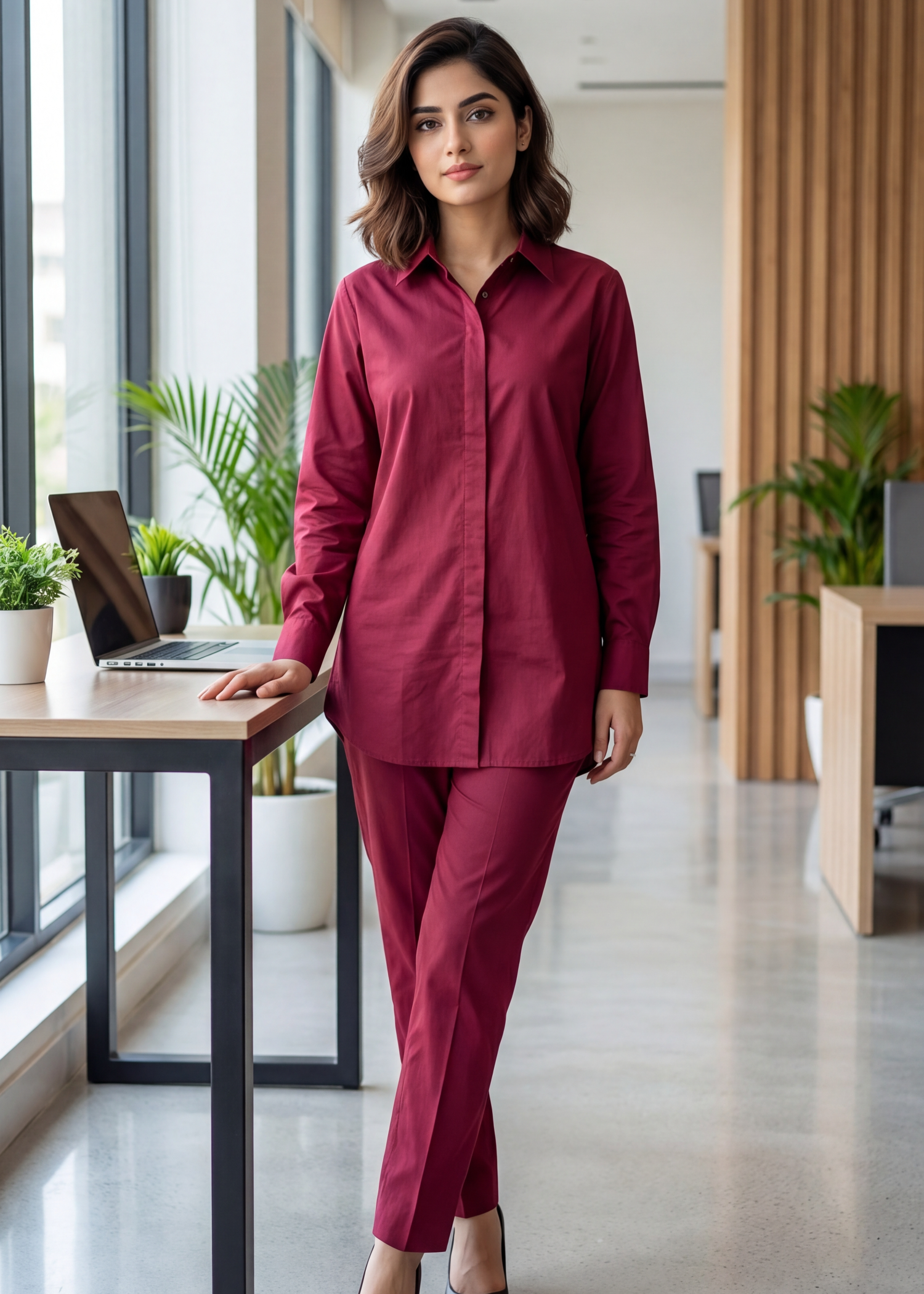 cotton Co ord Sets in Berry red