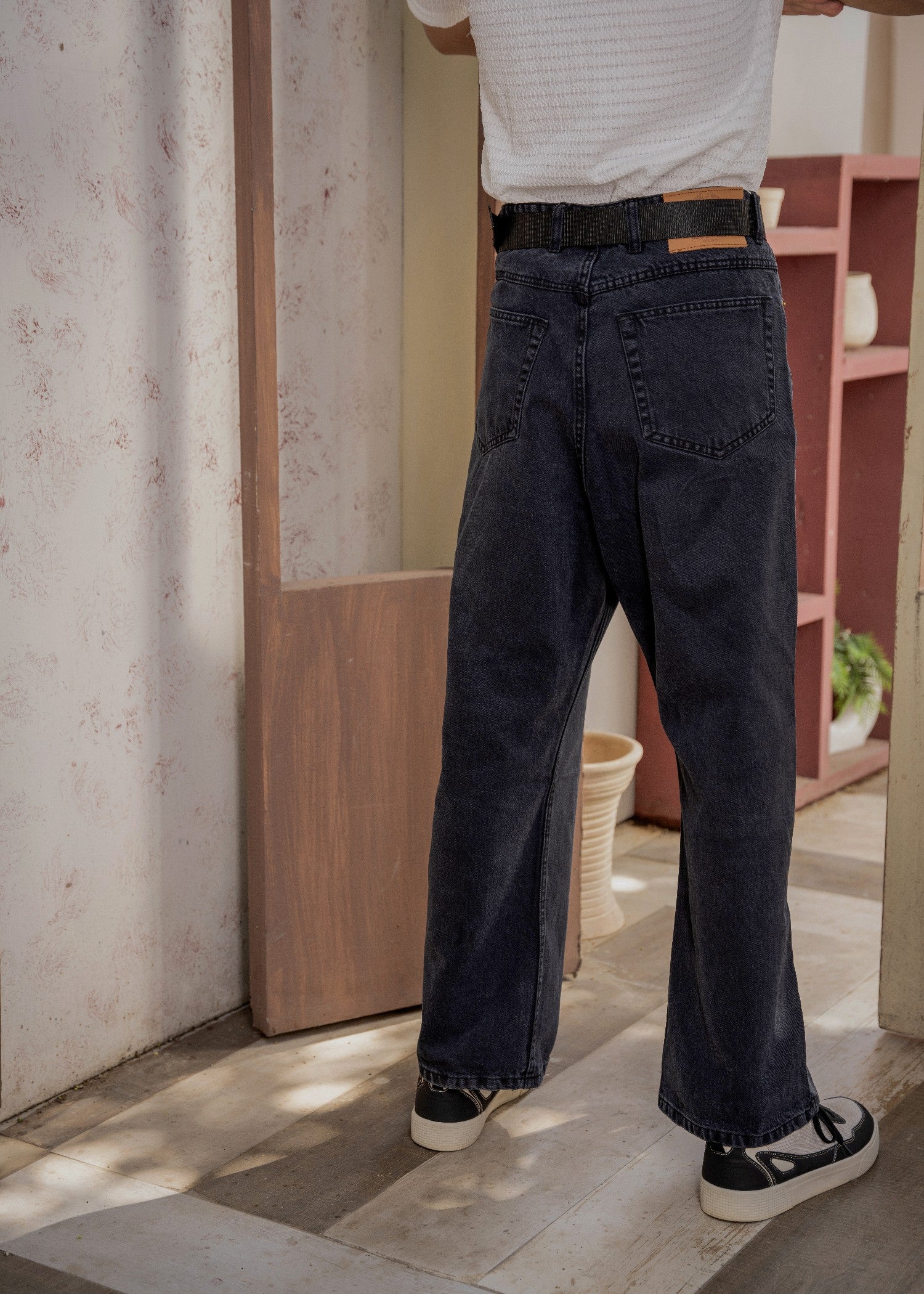 cotton Jeans in Charcoal, graphite, iron grey