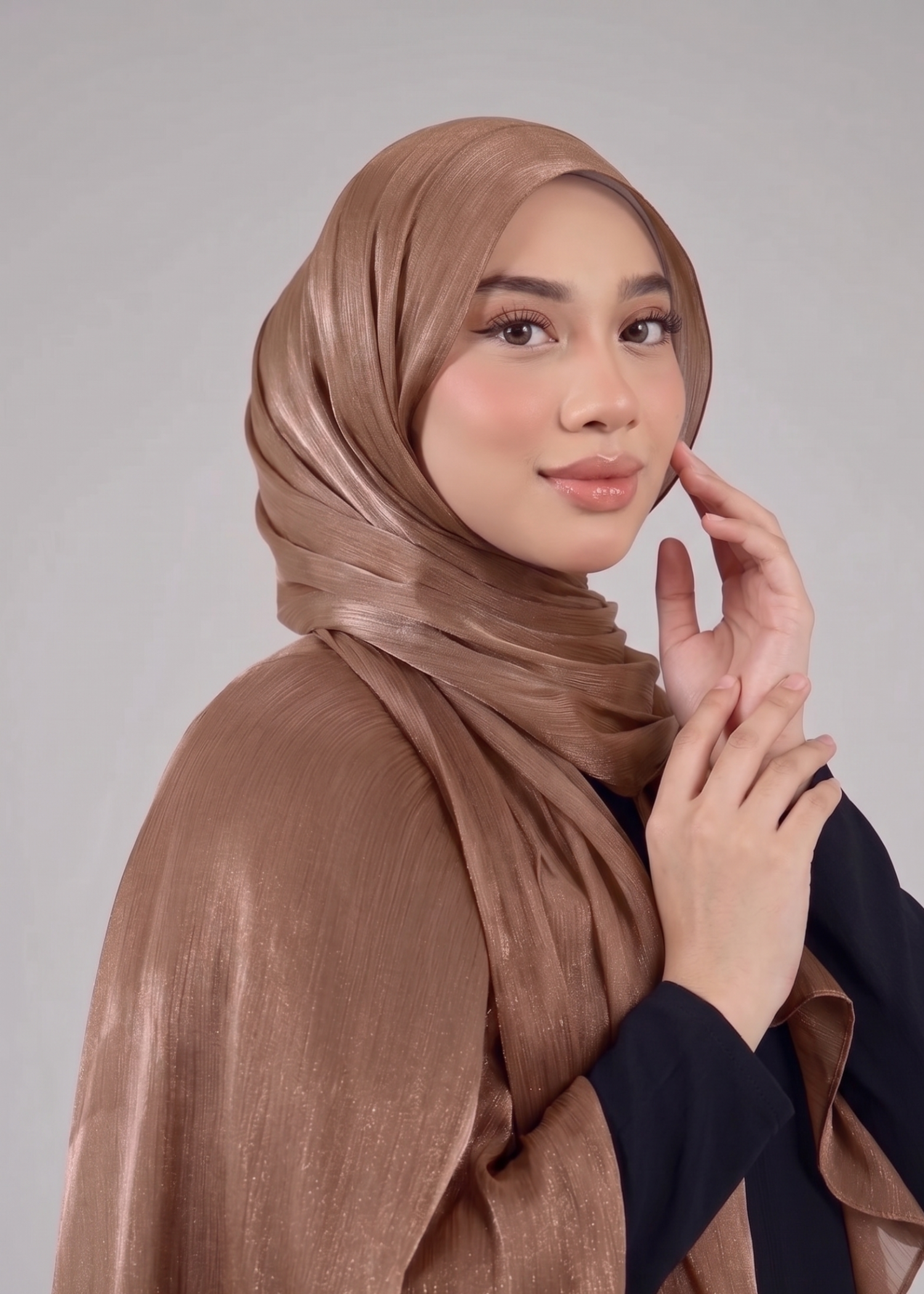 lurex organza Hijab in Bronze orange