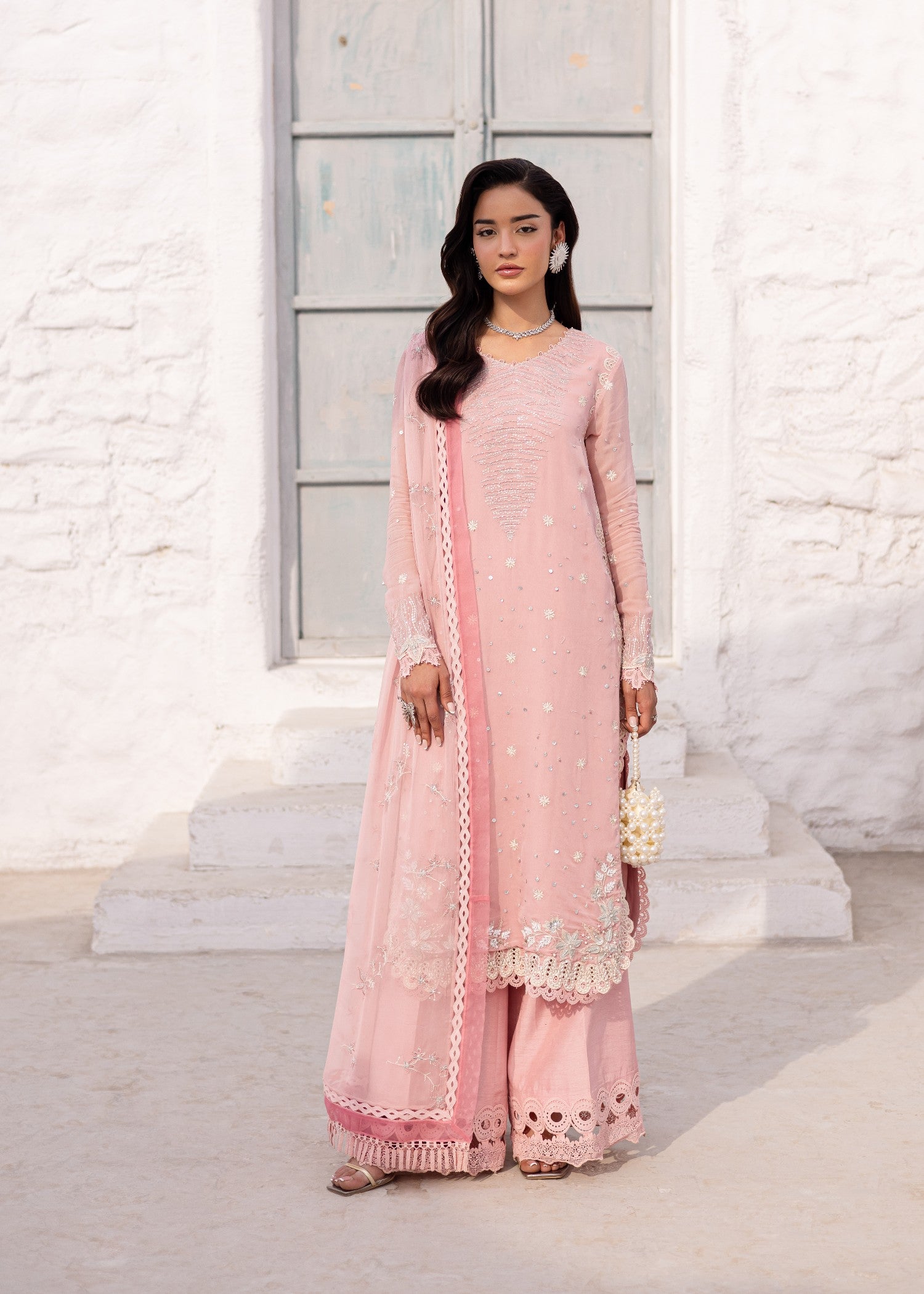 tussar silk Unstitched in Pink