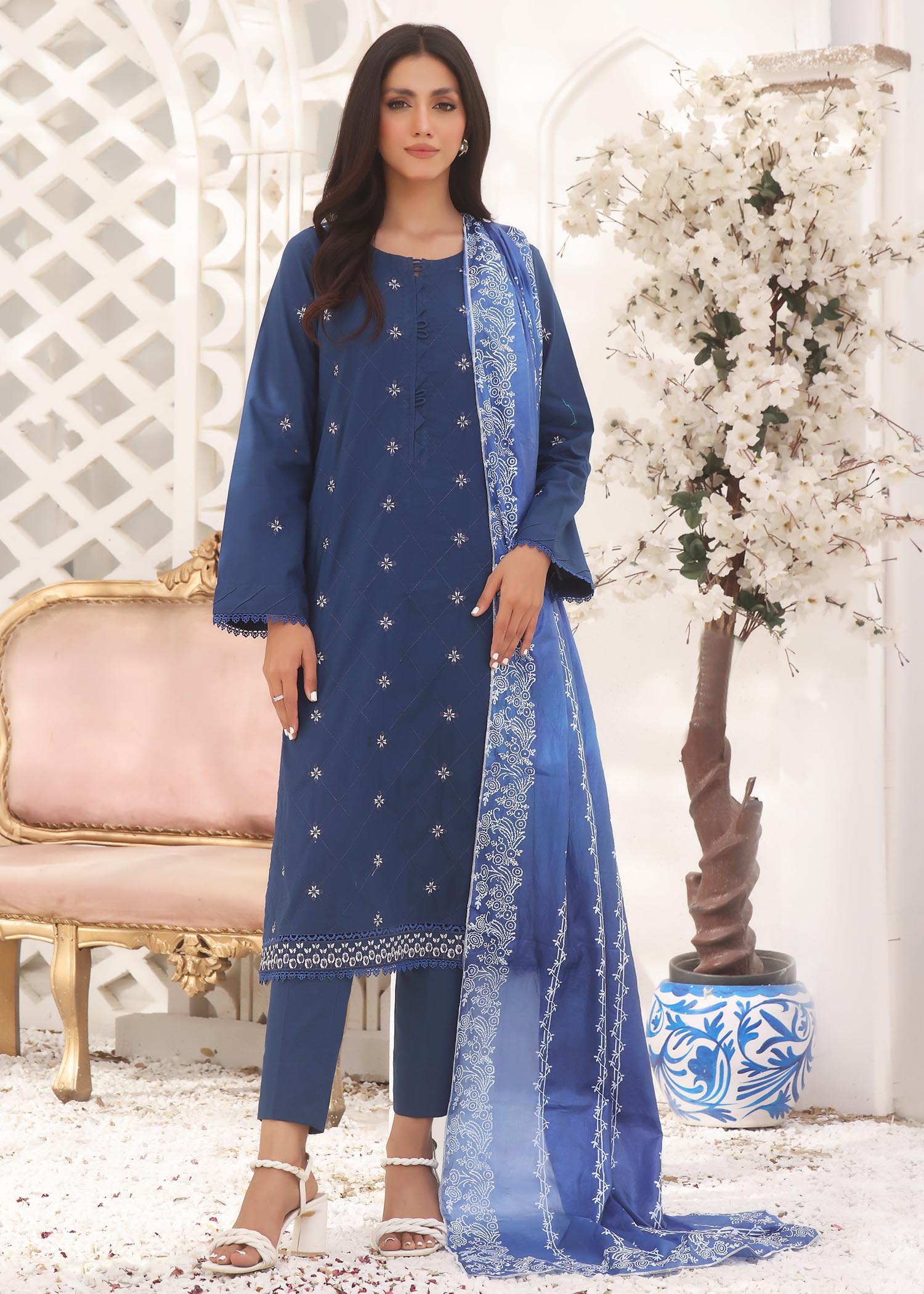 cotton Kurta Set in Blue