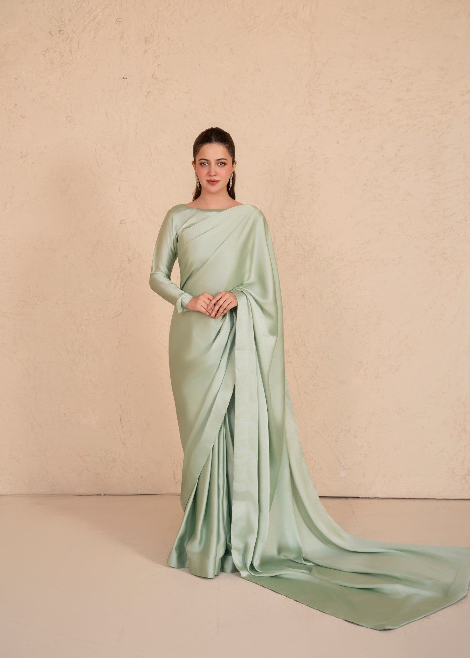 silk Saree in Tea green
