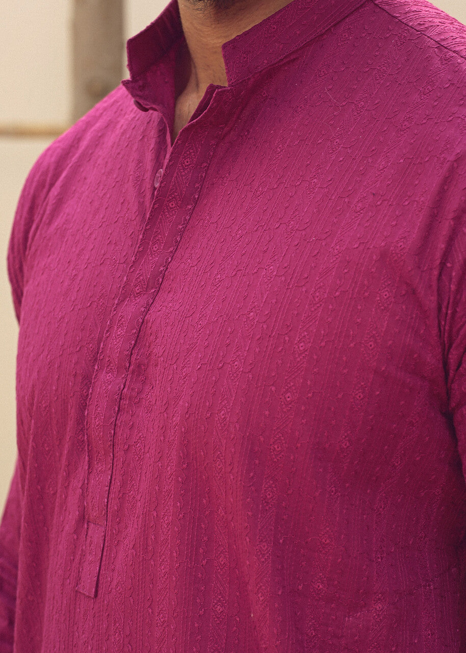 cotton Kurta in Magenta