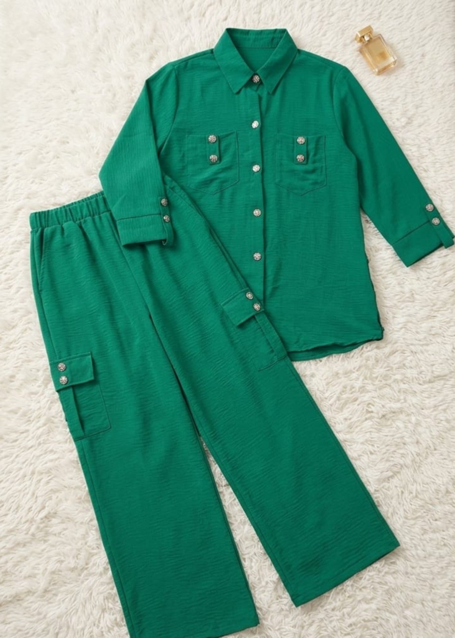 cotton jersey Co Ord Sets in Emerald green