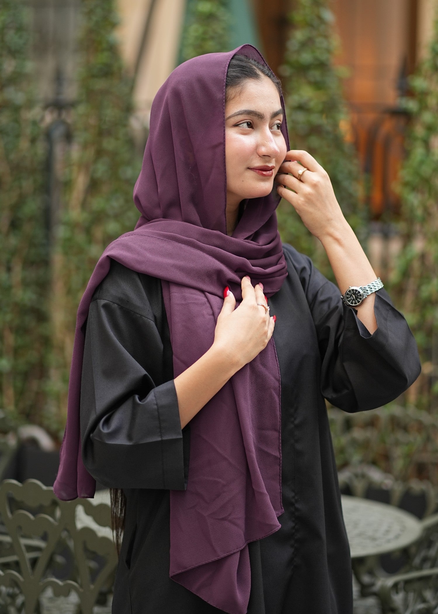 georgette chiffon Hijab in Purple