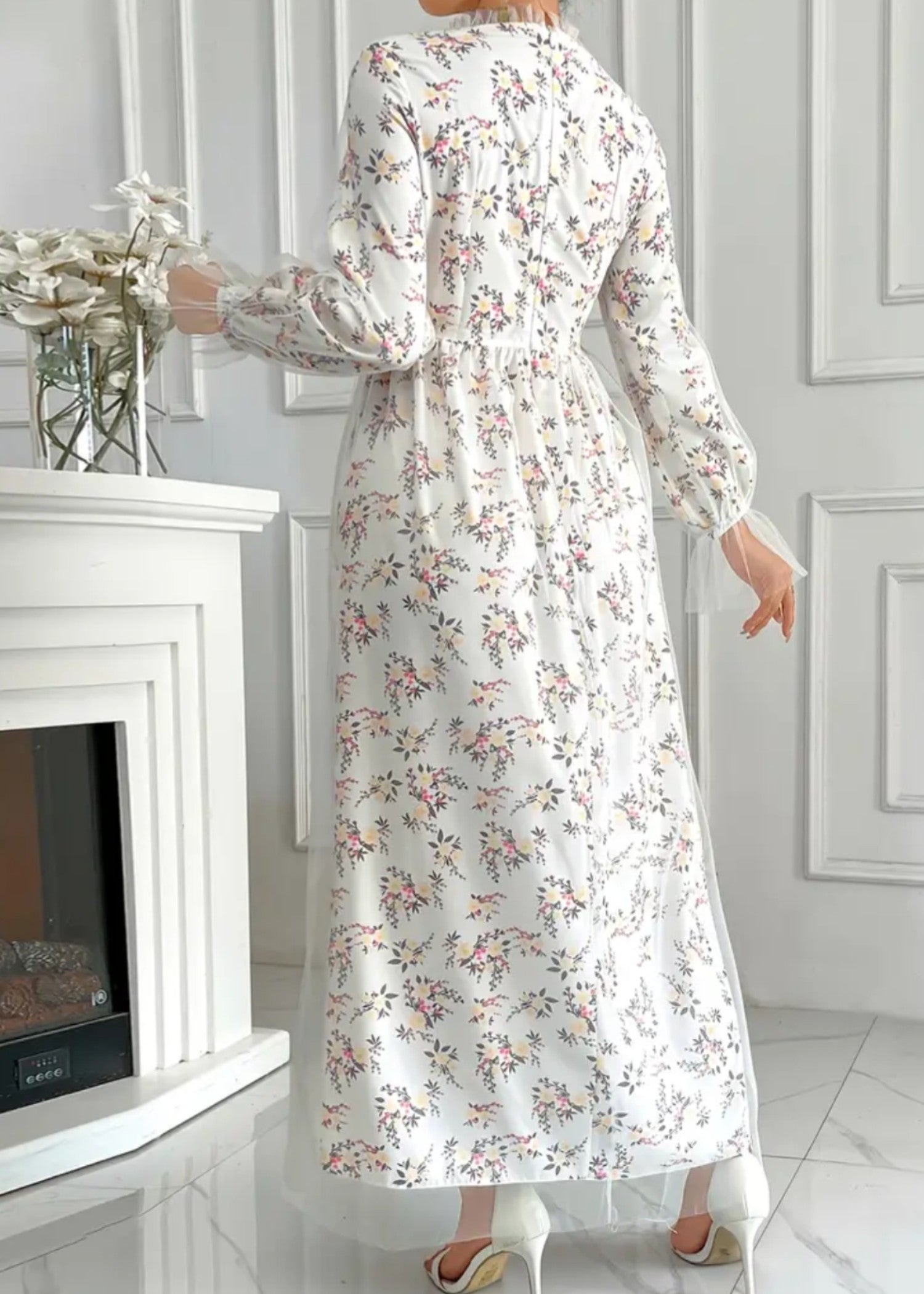 polyester Frock in White