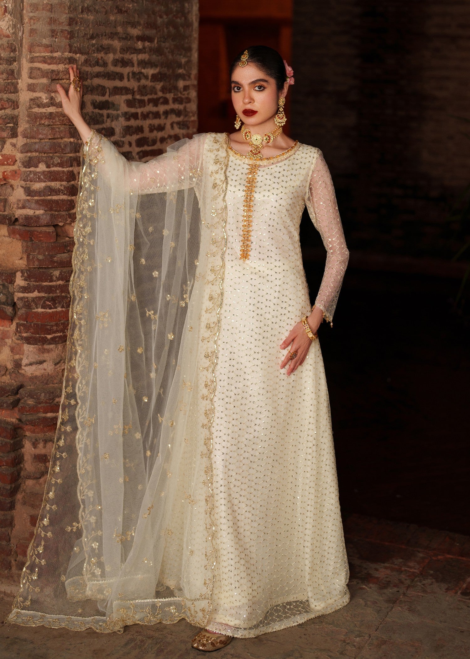 crinkle chiffon Maxi in Ivory