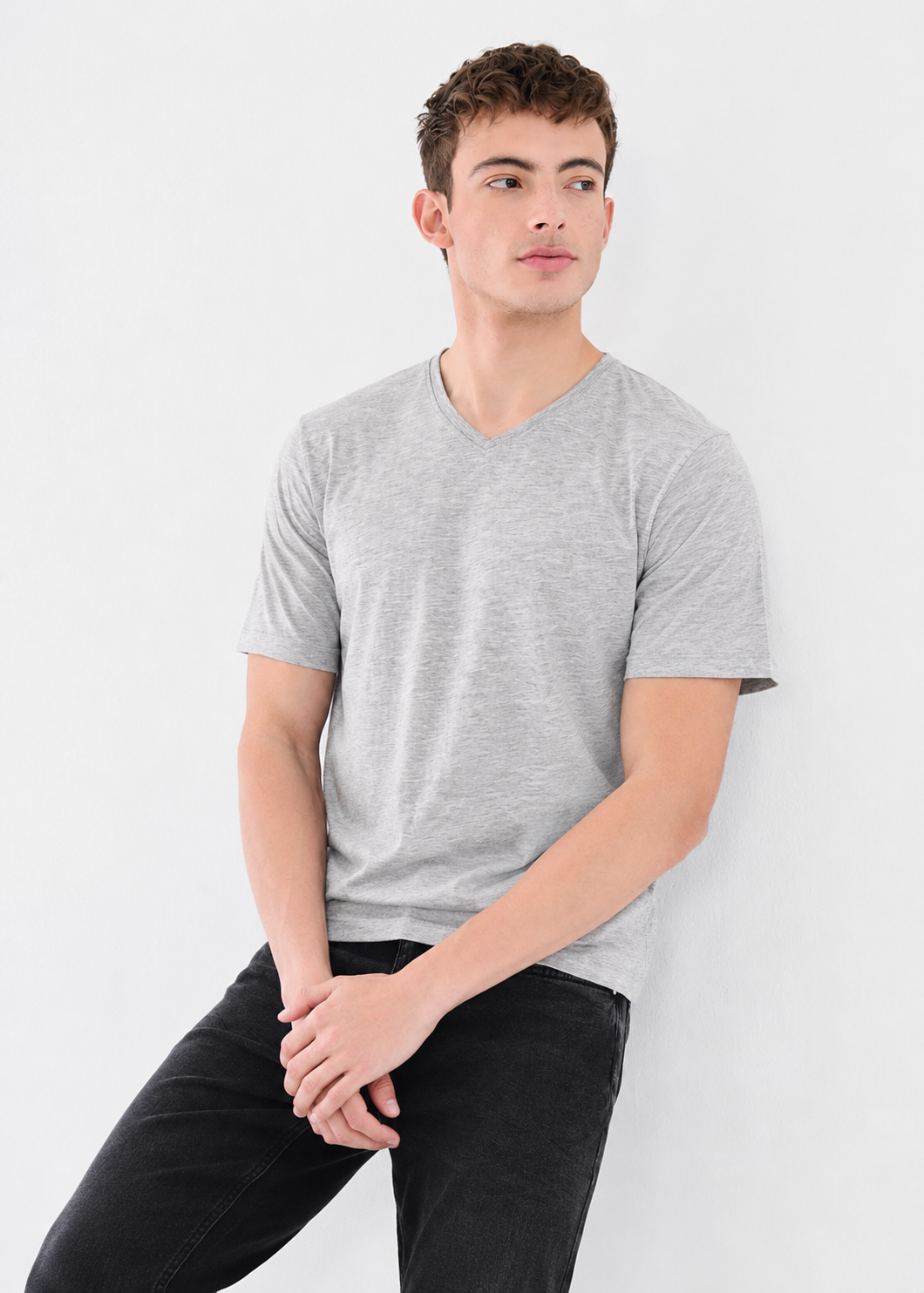 cotton T Shirt in Pastel grey