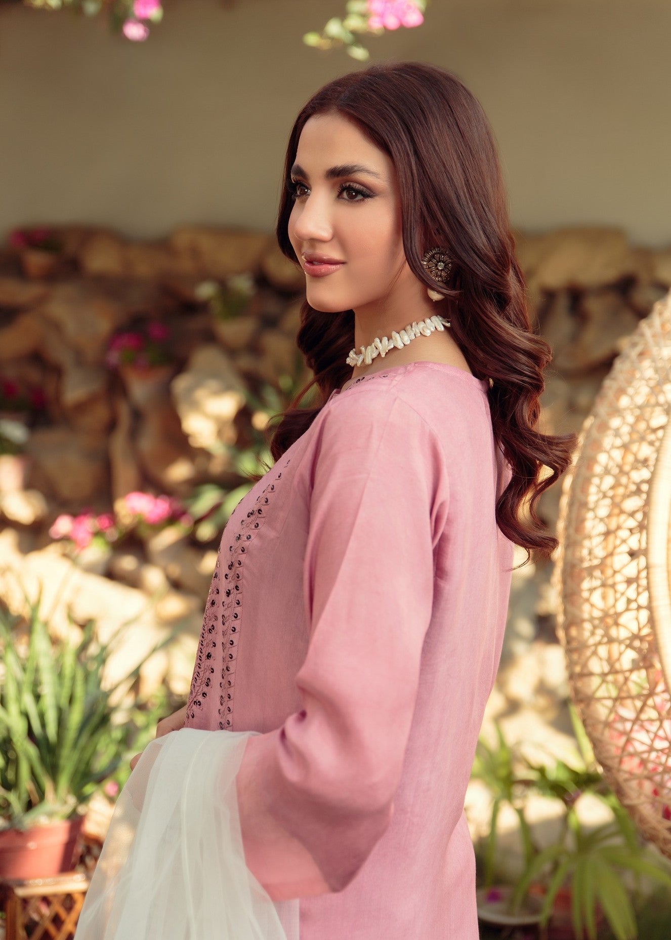 cotton silk Kurti in Baby pink