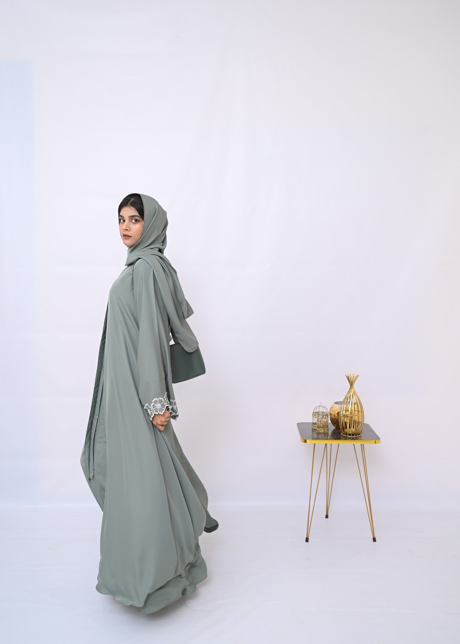 nidha Abaya in Fern green
