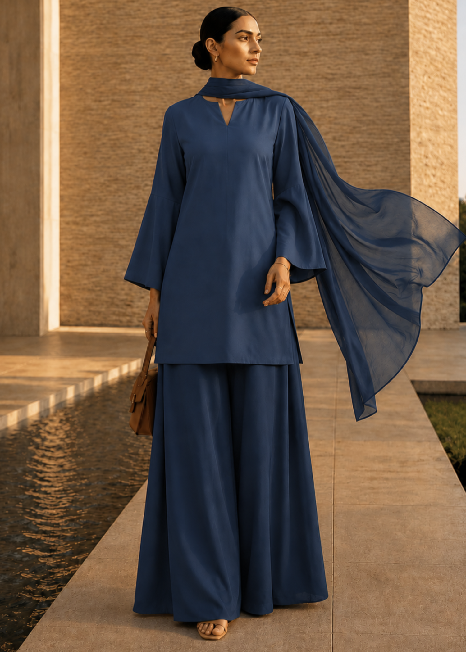 pure cotton Kurta Set in Navy blue