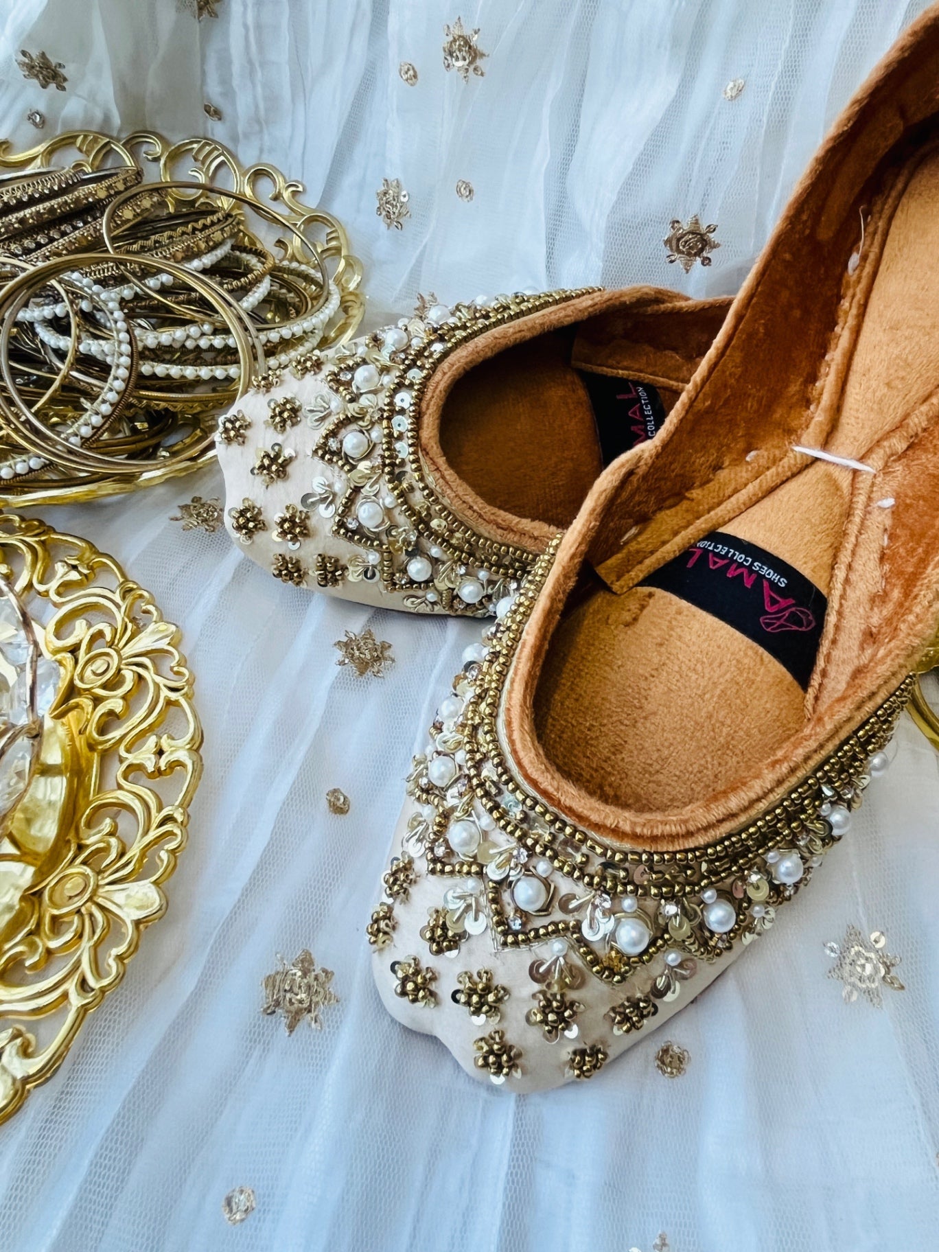 Khussa in Beige by - High Quality Women Khussa FCK1494