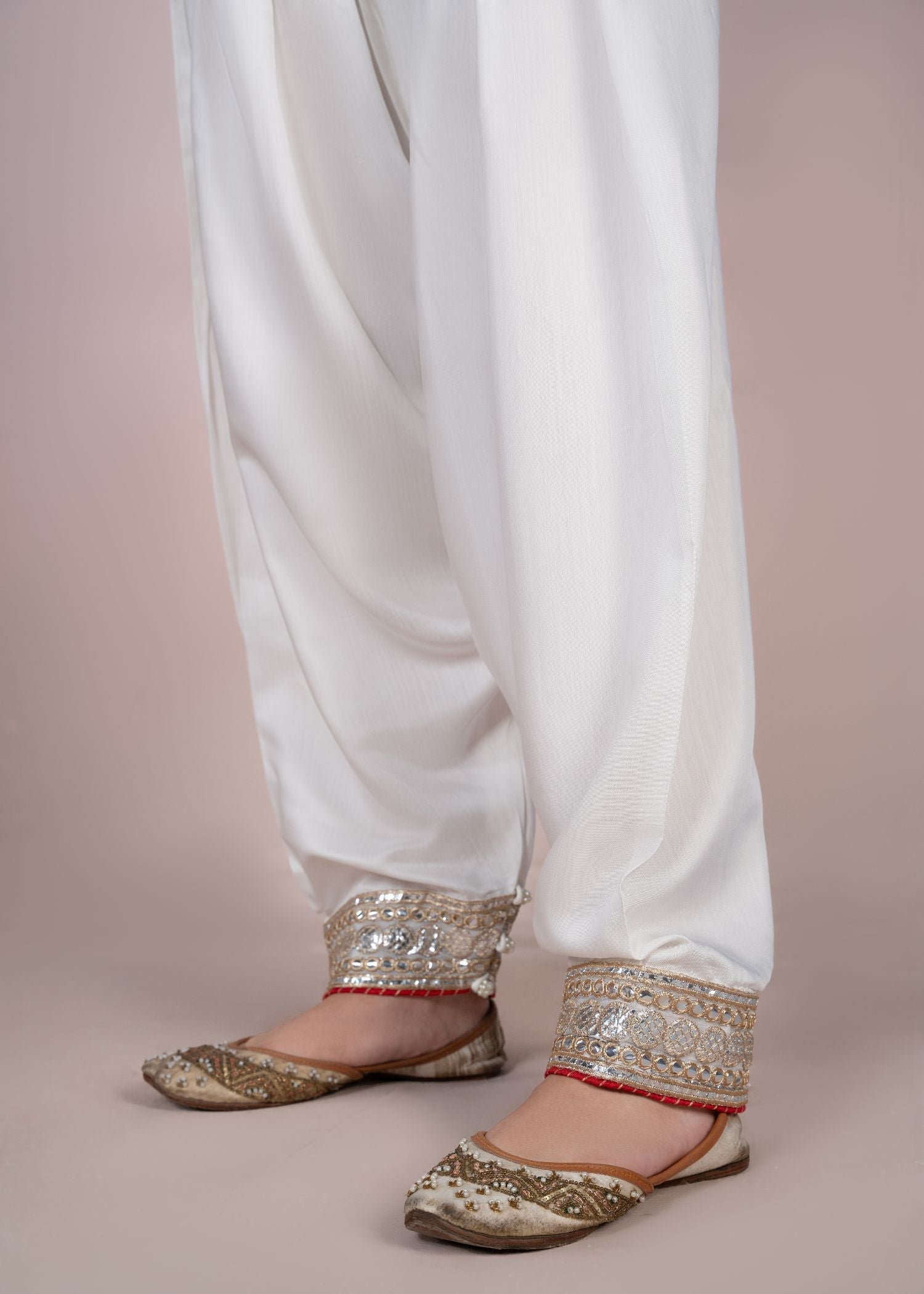 viscose raw silk Shalwar in Eggshell