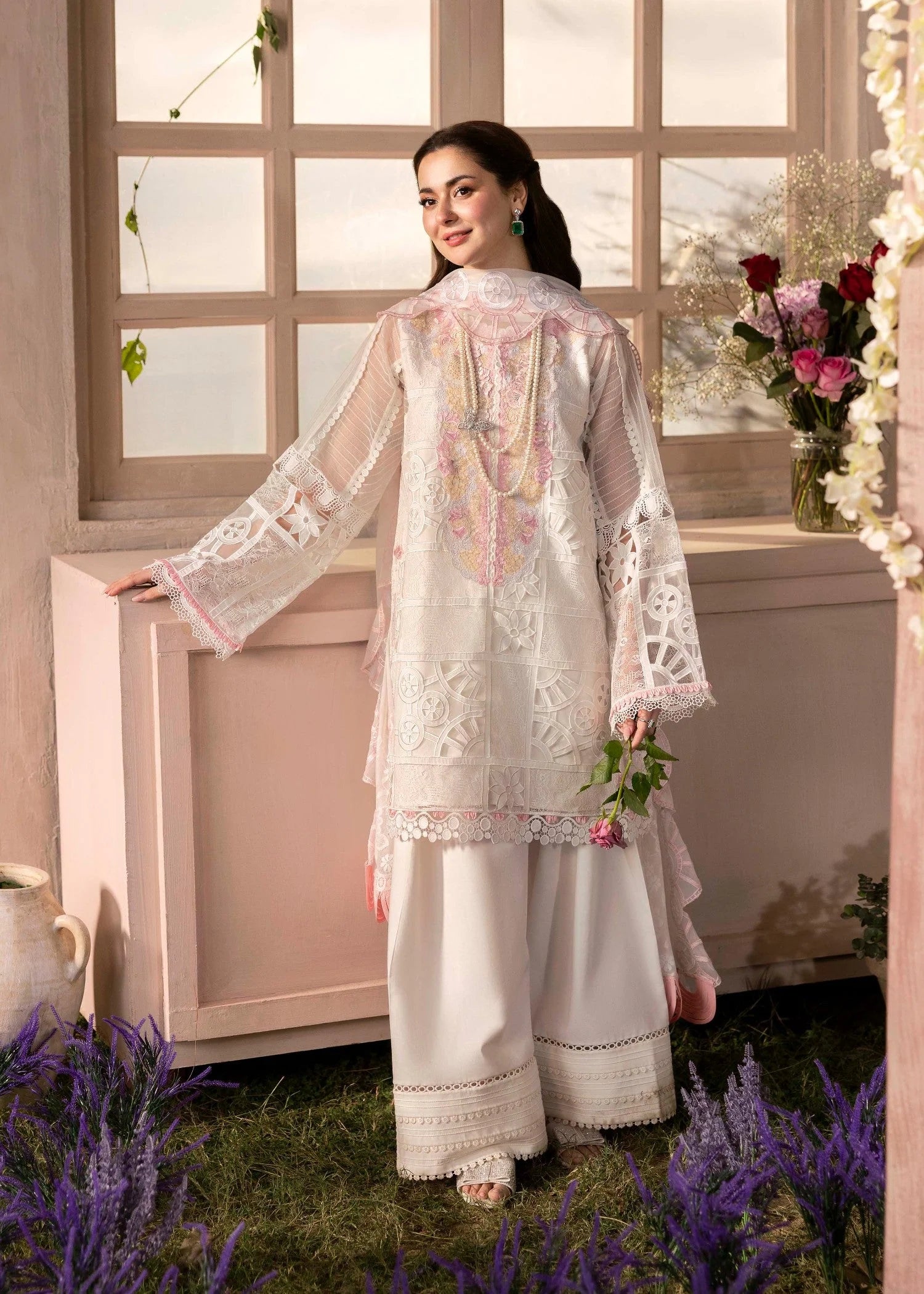 voile Kurta Set in White