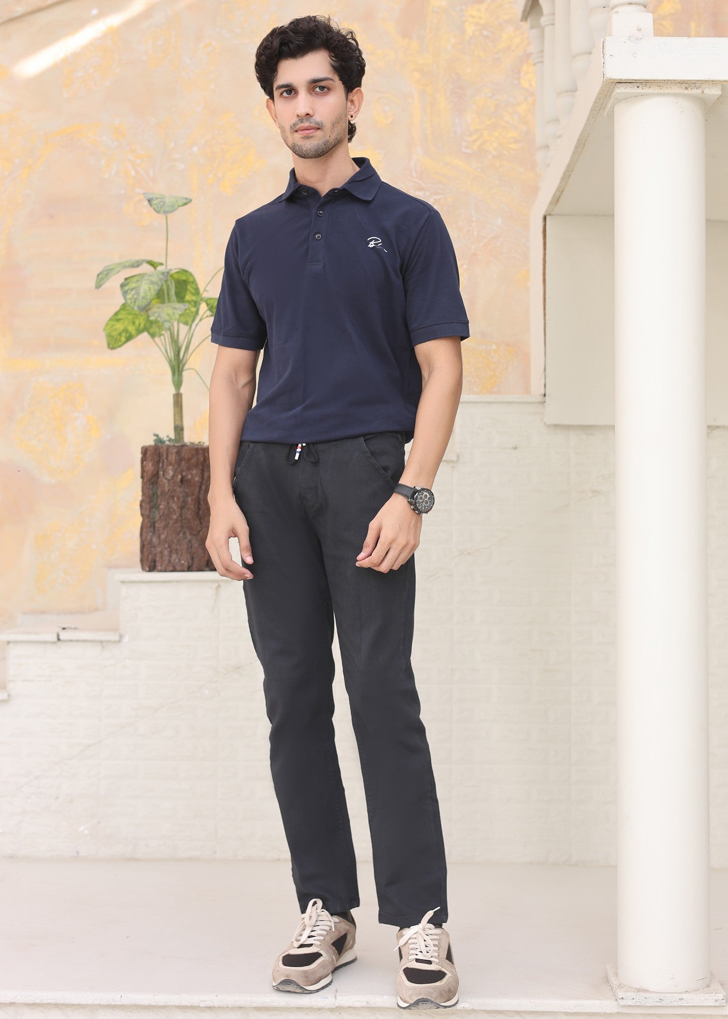 polycotton Trousers in Grey