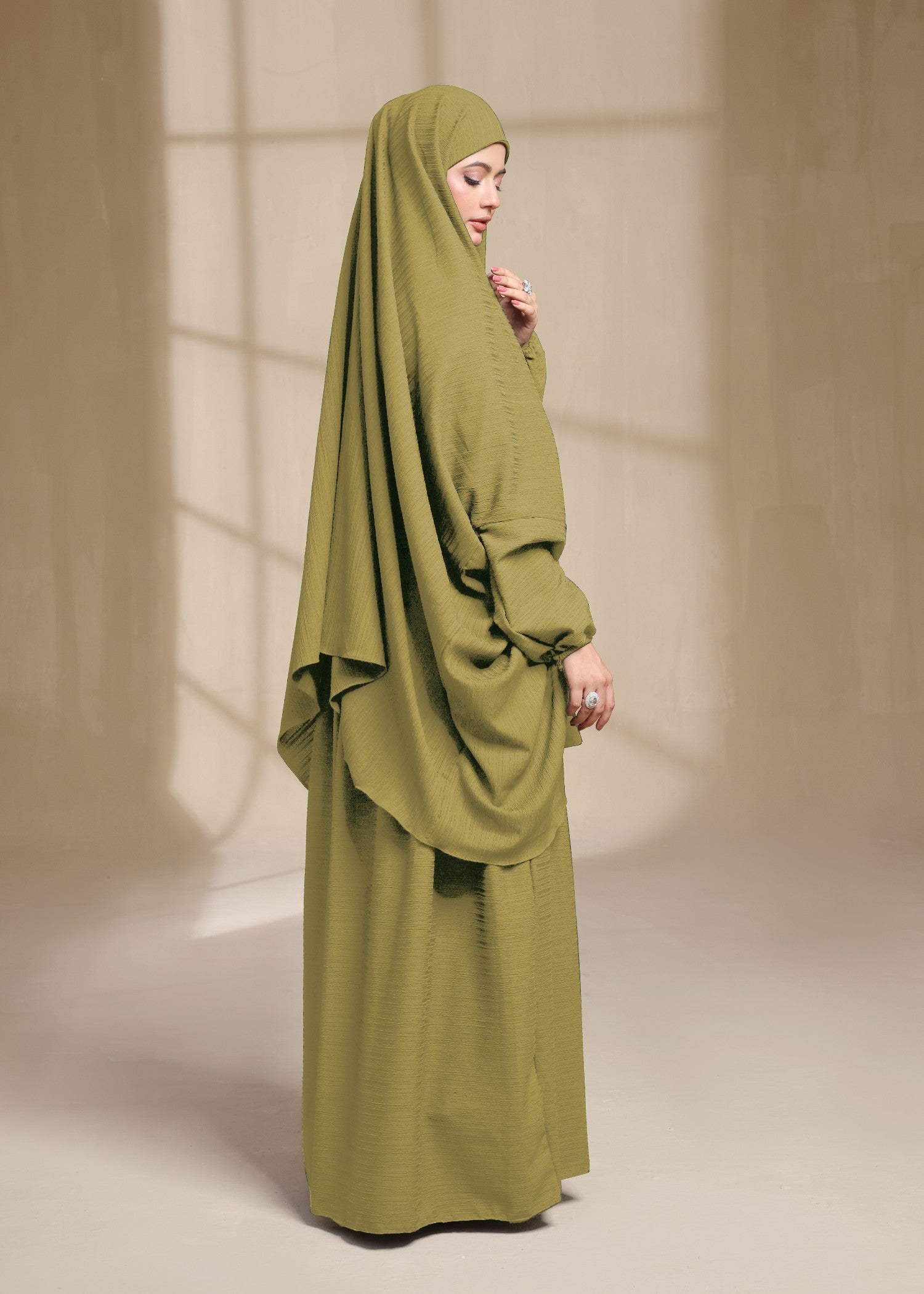 georgette Jilbab in Apple green