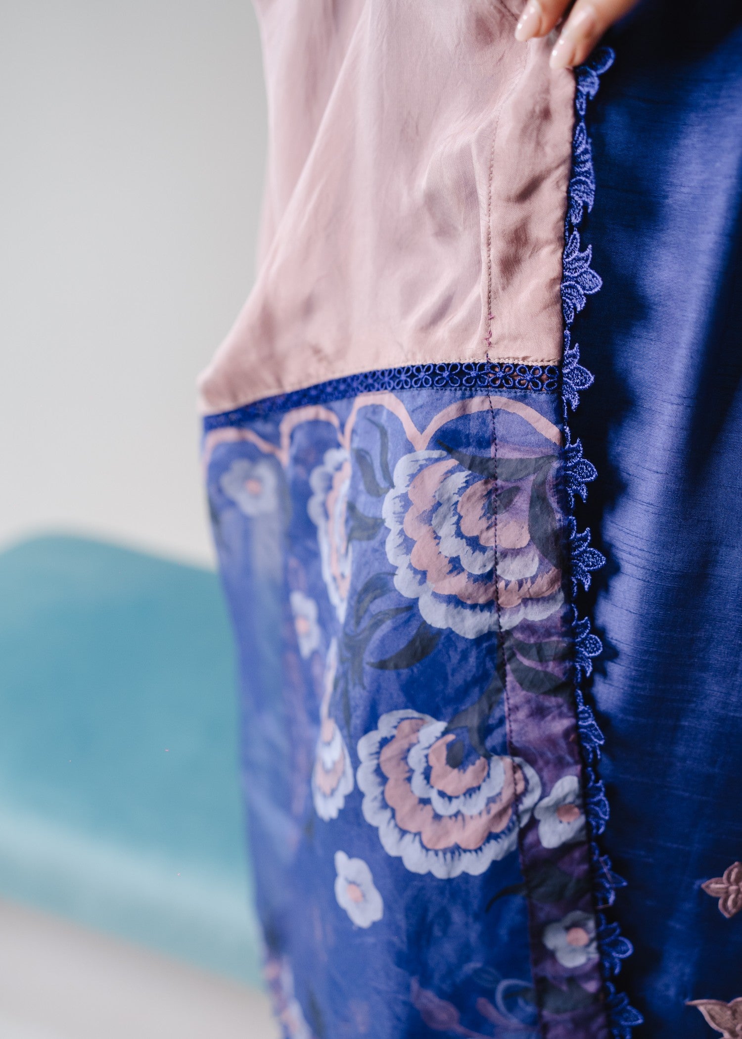 korean raw silk Kurta Set in Blue