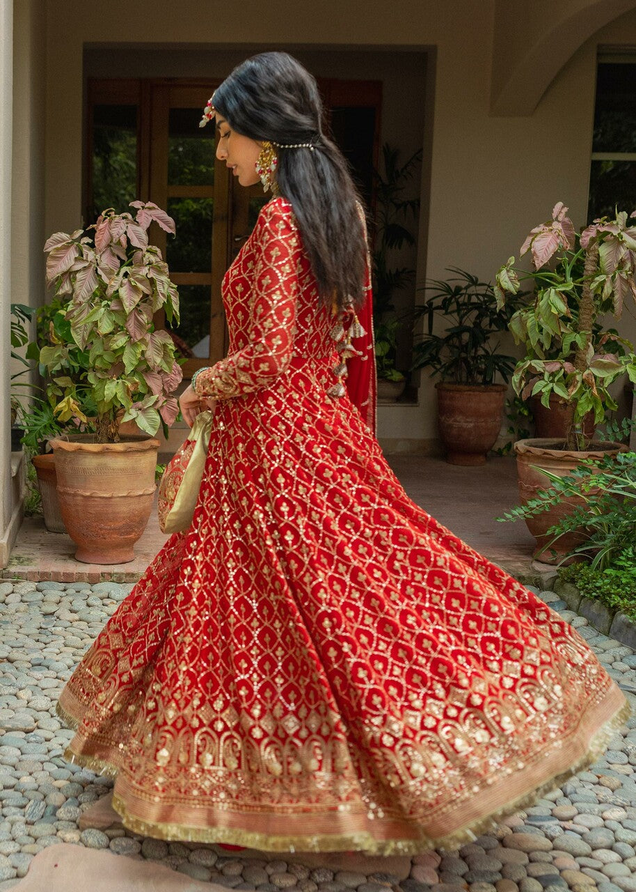 chiffon Pishwas in Red