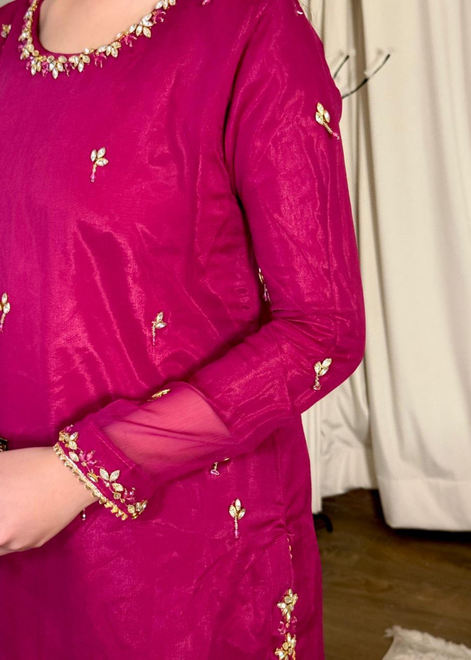 chiffon Sharara in Shocking pink