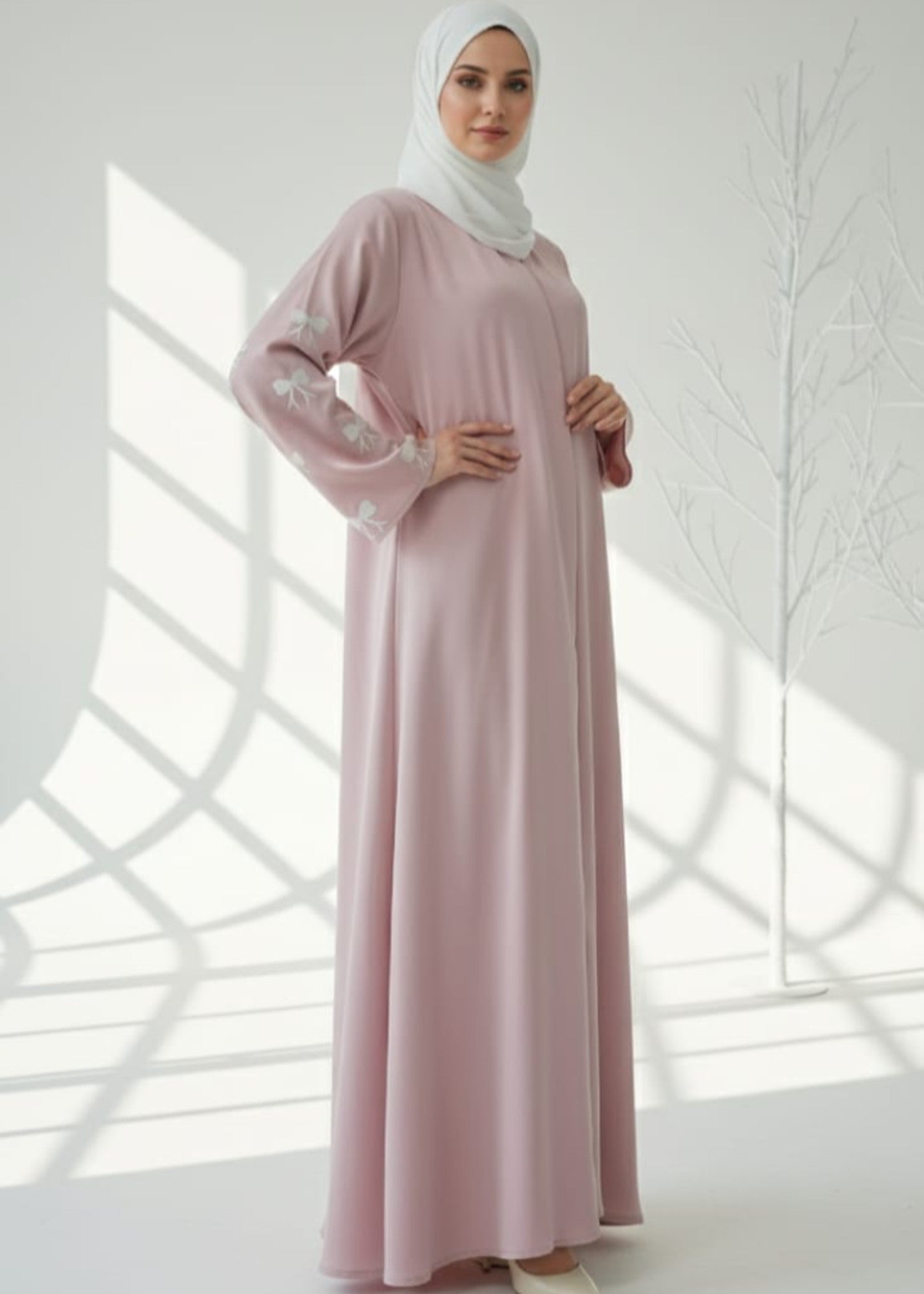 nidha blend Abaya in Cherry blossom pink