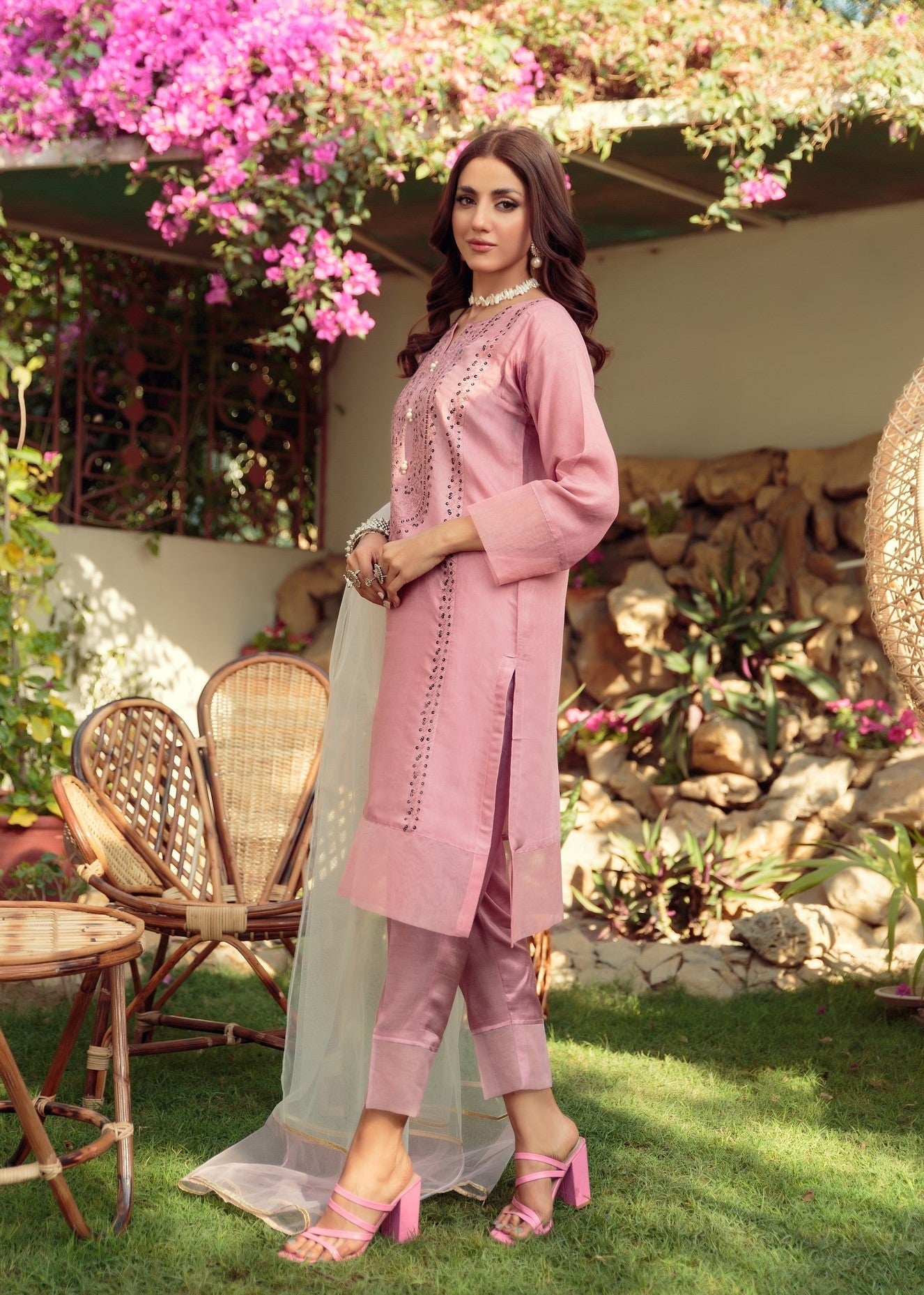 cotton silk Kurti in Baby pink