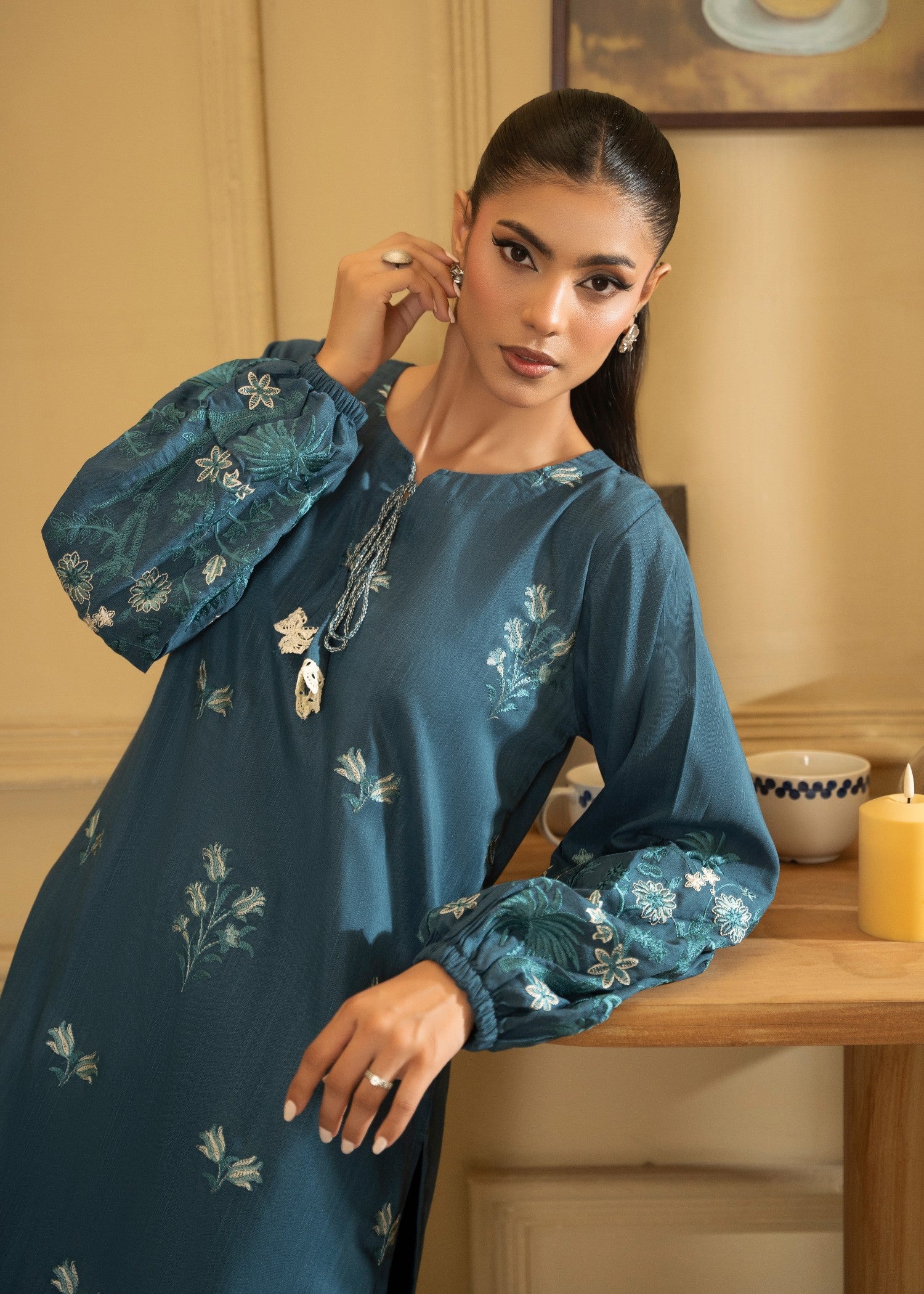 khaddar Co Ord Sets in Teal