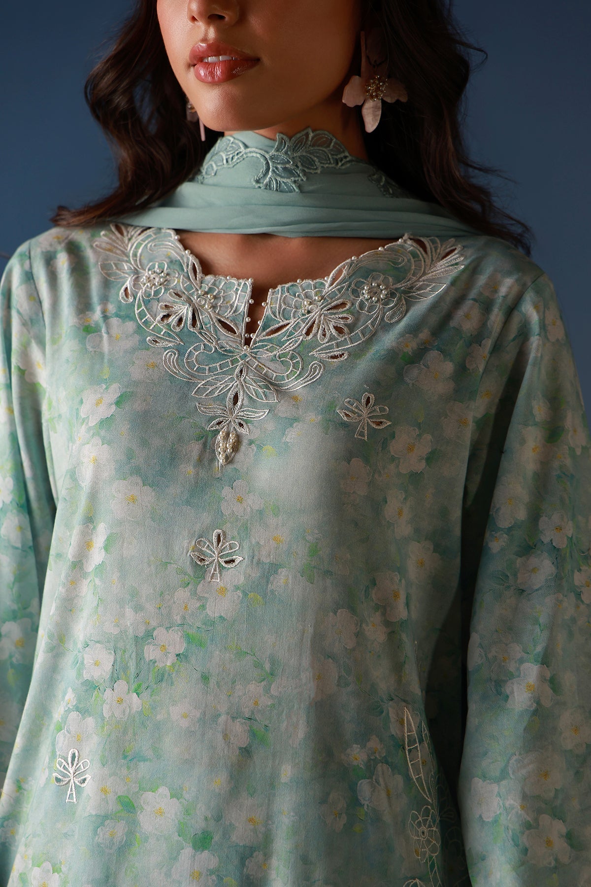 Mirha Lawn – Pale Azure