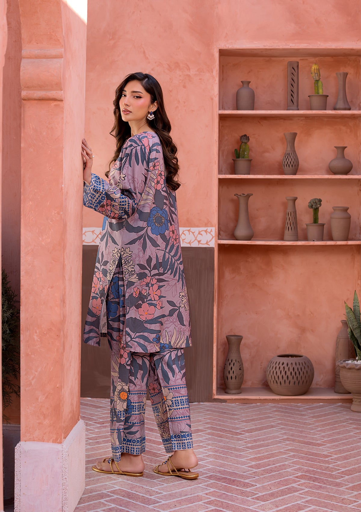 lawn Co Ord Sets in Purple taupe