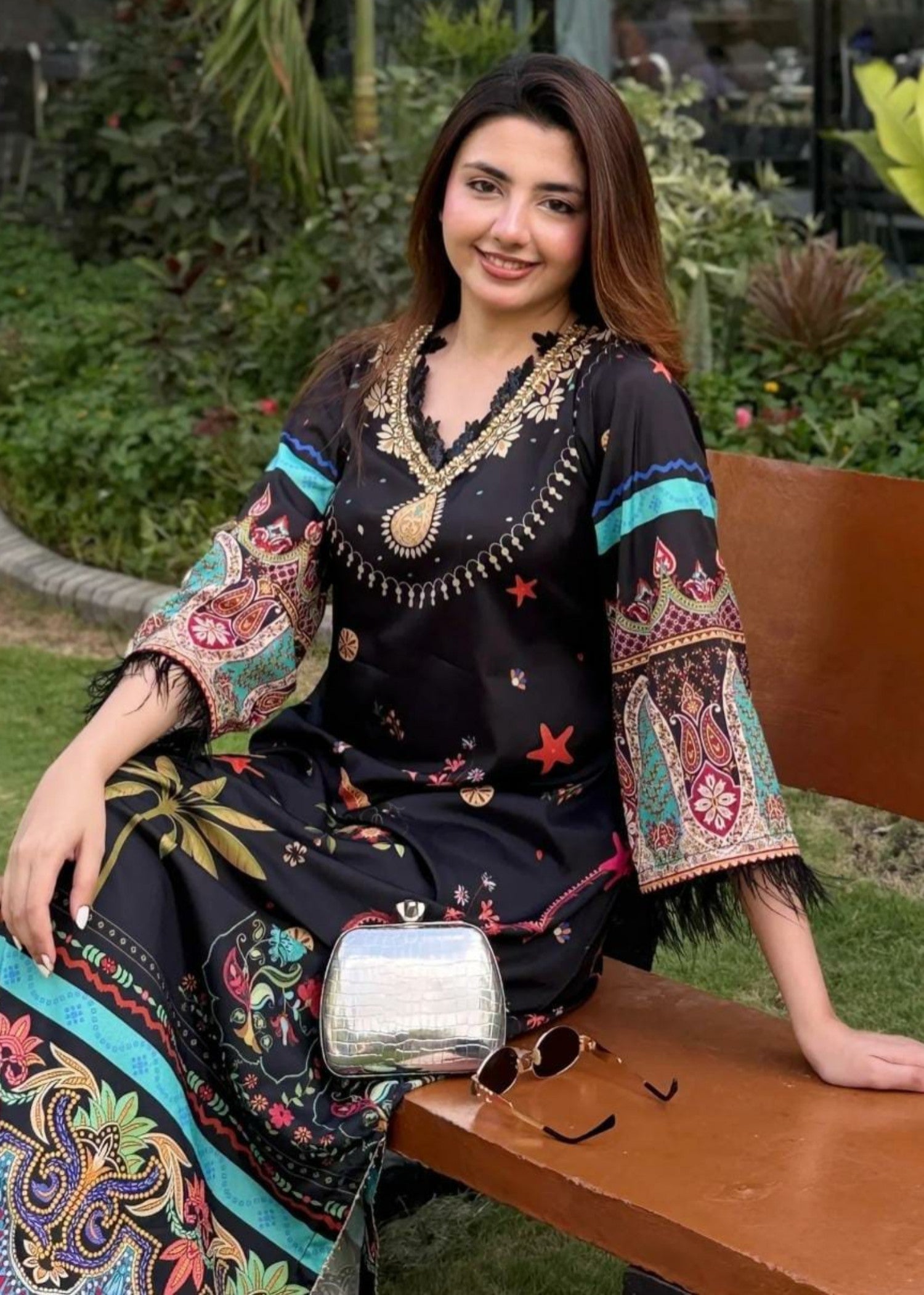 crepe silk Kurti in Multi