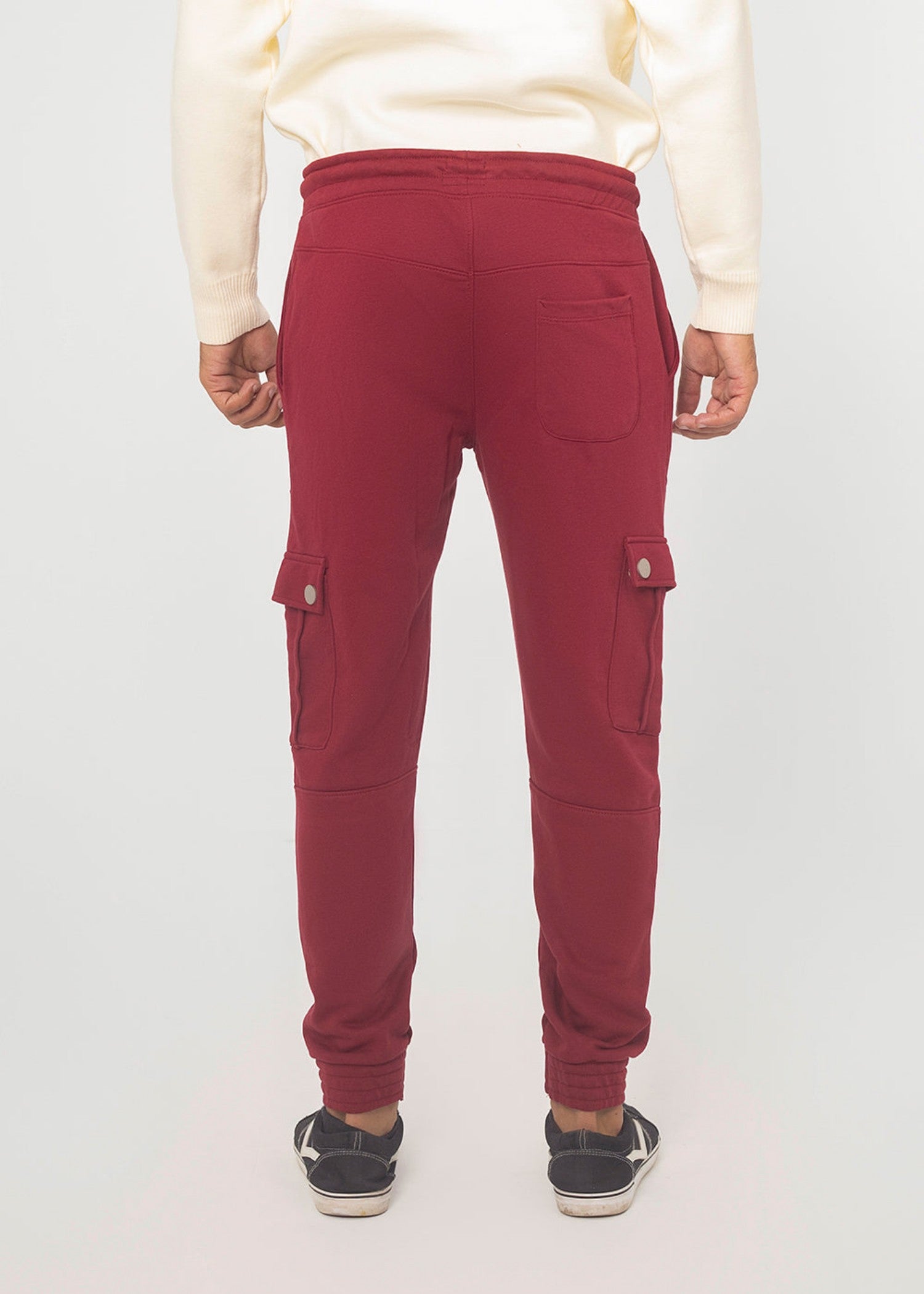 interlock knit Trousers in Maroon