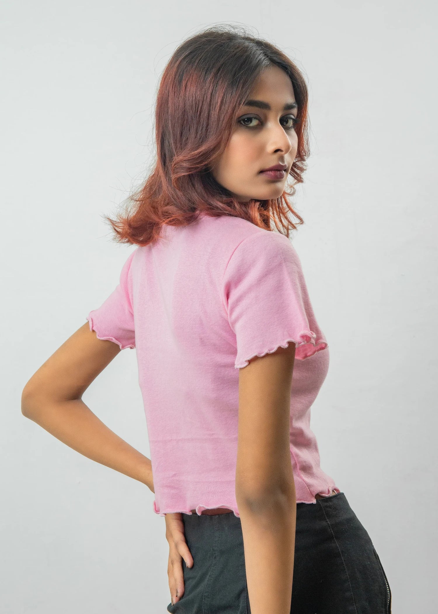 jersey knit Top in Baby pink