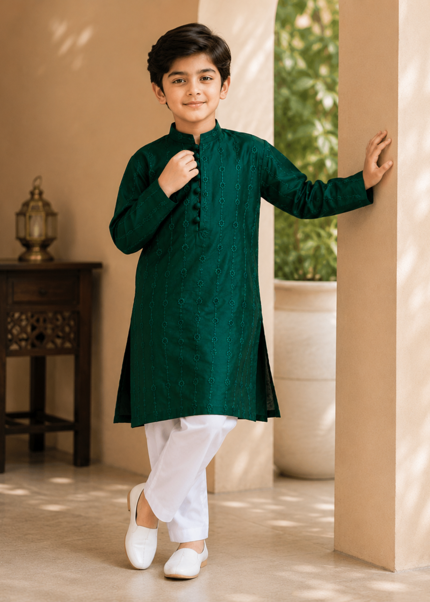 wash & wear Kurta Set in Emerald green