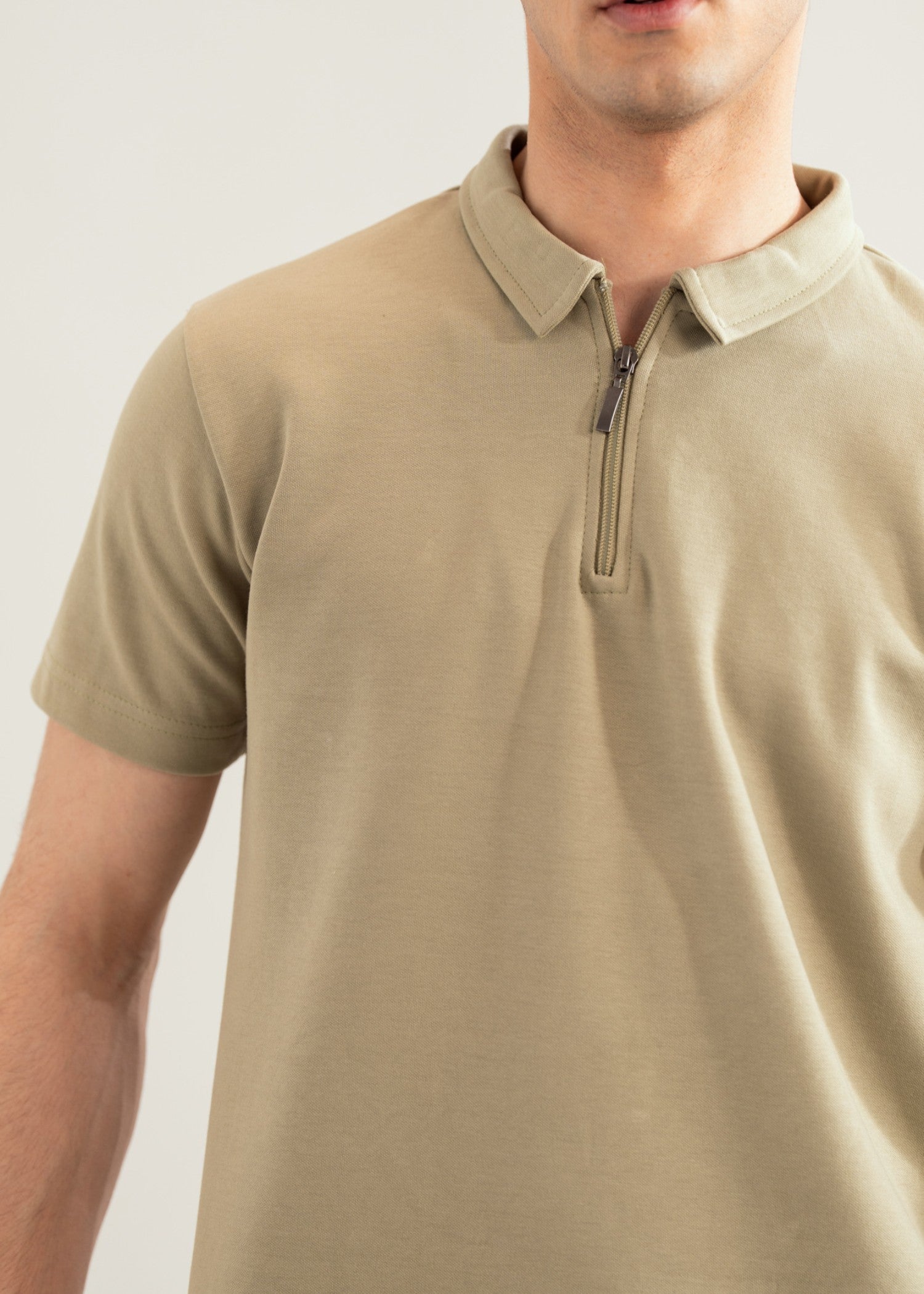 interlock knit Polo Shirt in Sage green