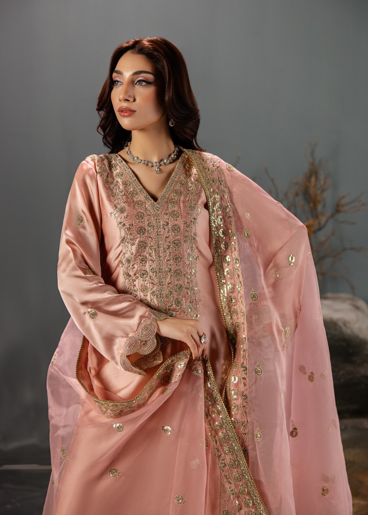 silk Kurta Set in Light pink