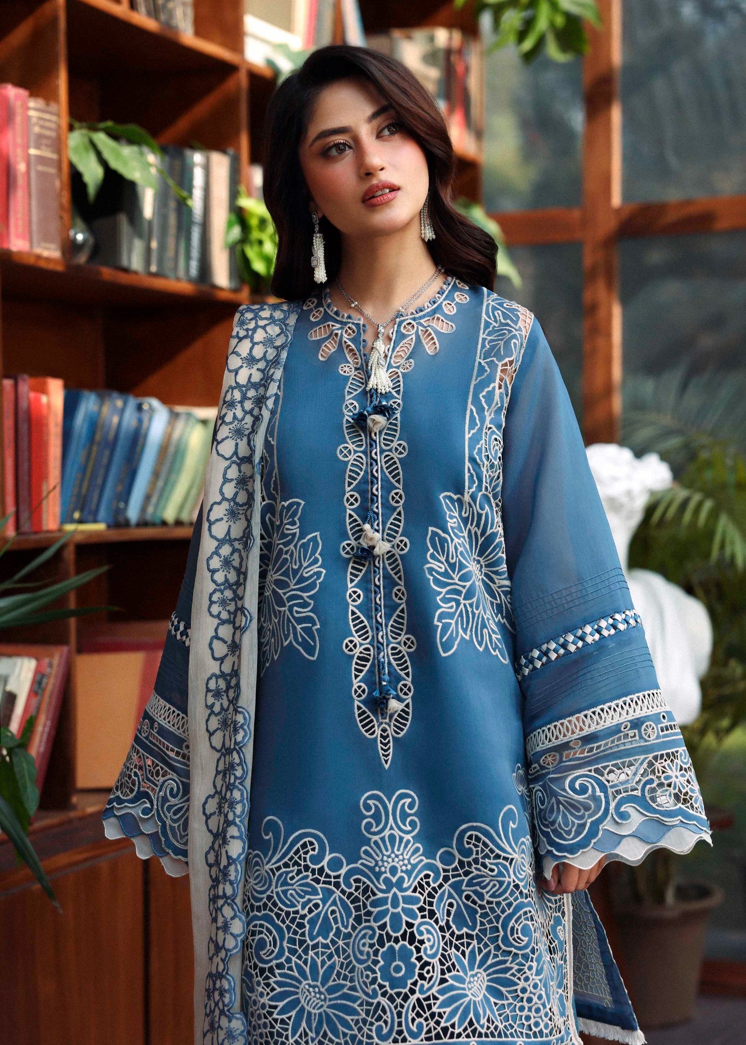 swiss voil Unstitched in Ocean blue