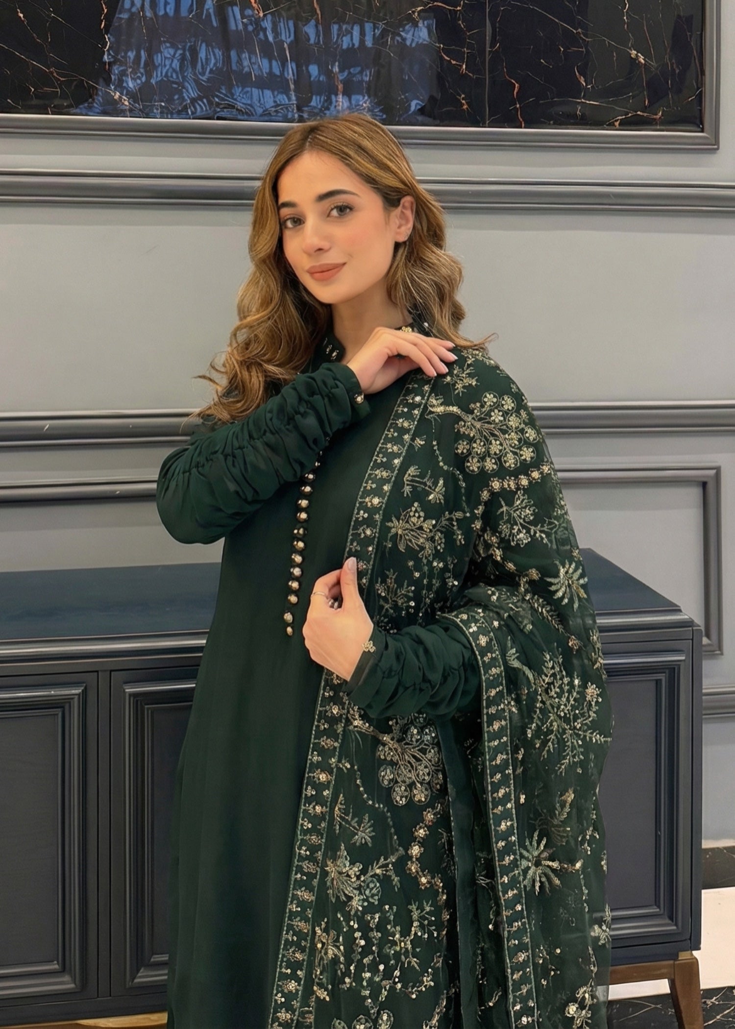 chiffon Maxi in Dark green