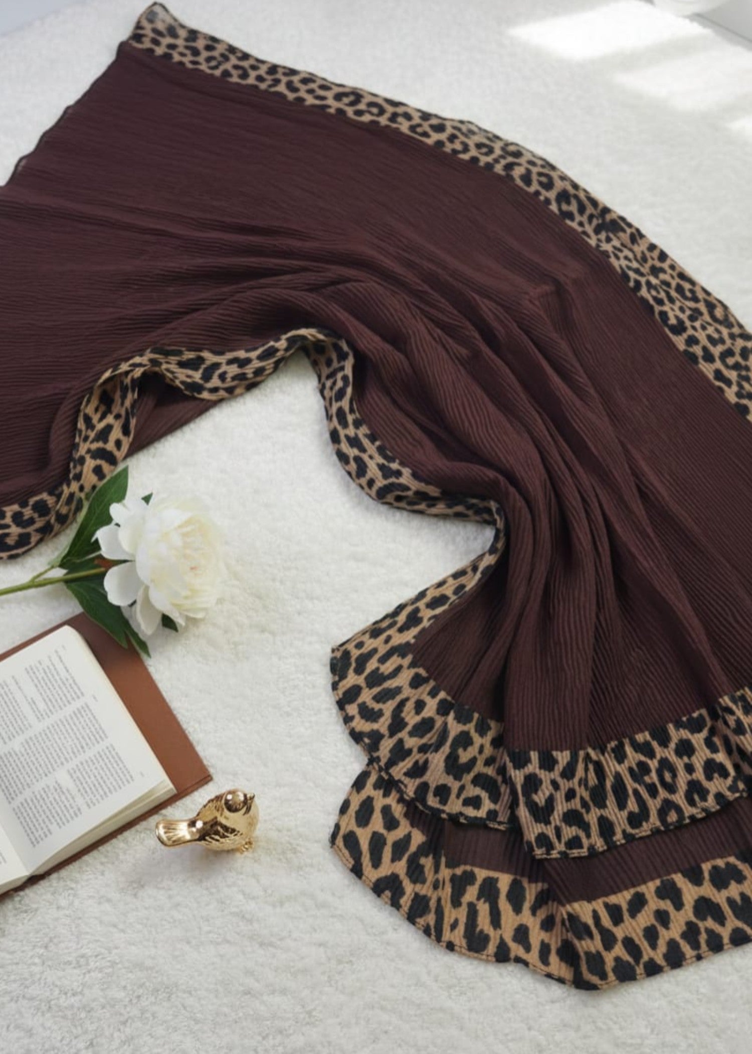 ribbed lawn Hijab in Coffee brown