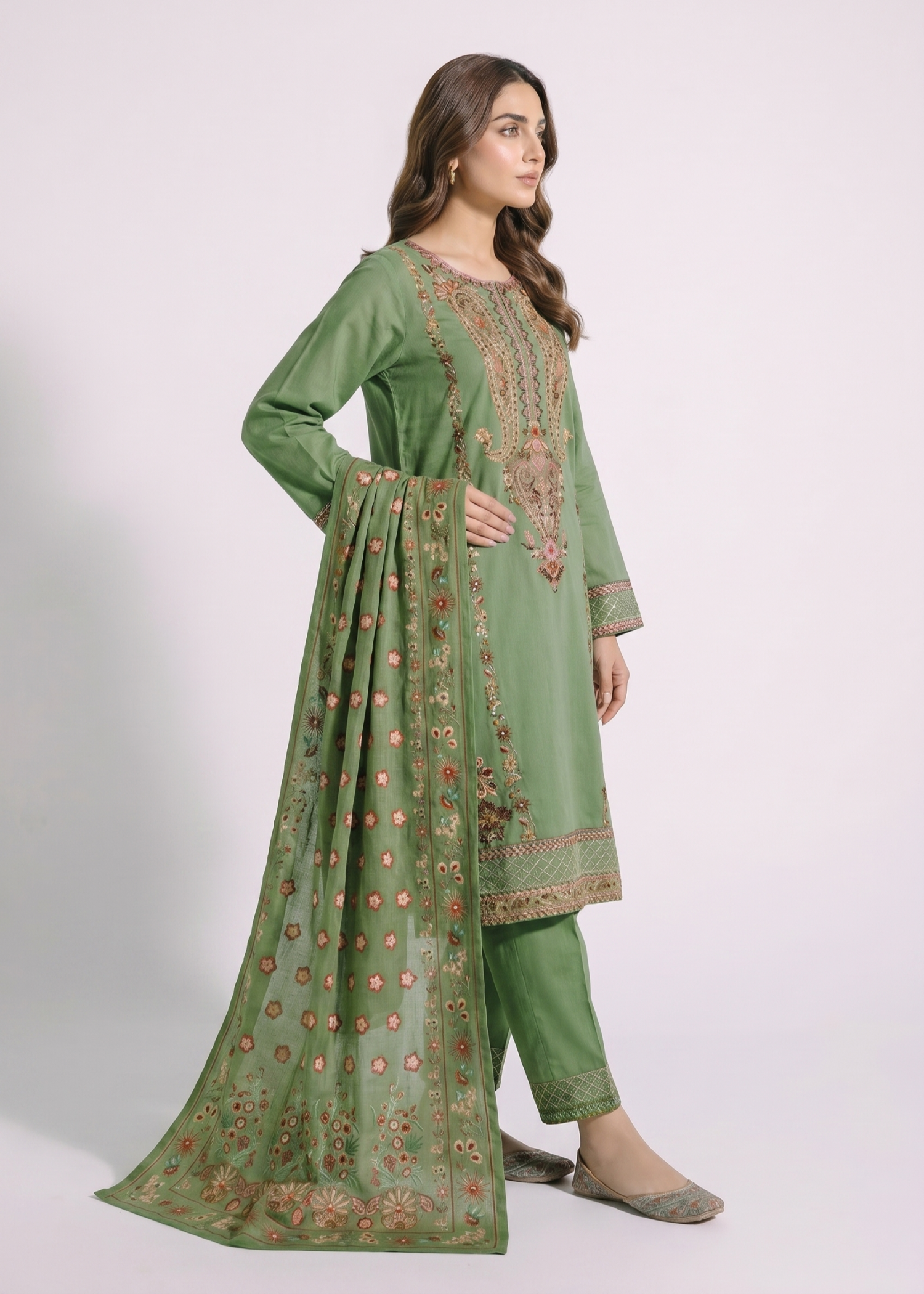 cotton dobby Kurta Set in Pistachio green