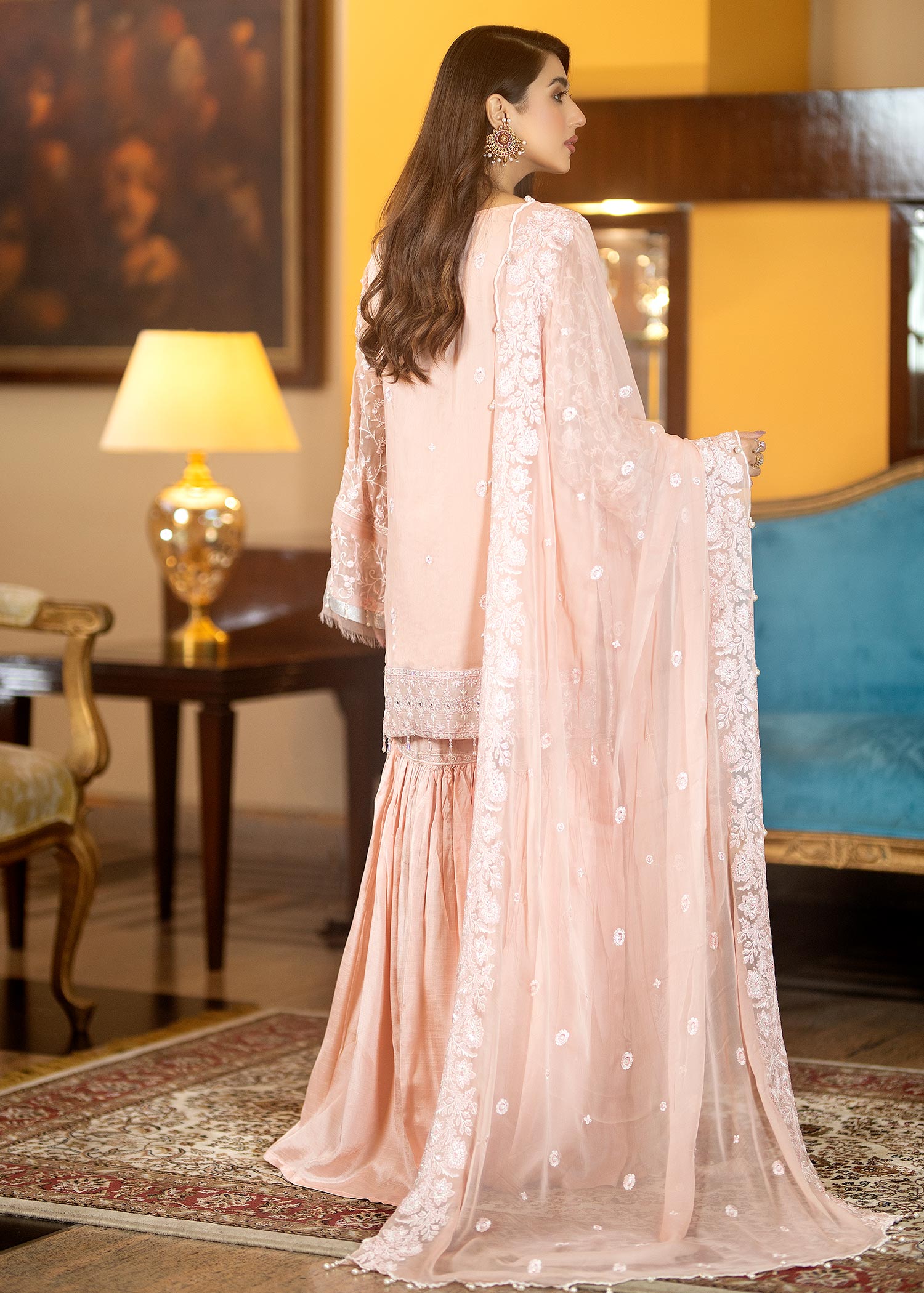 chiffon Unstitched in Baby pink