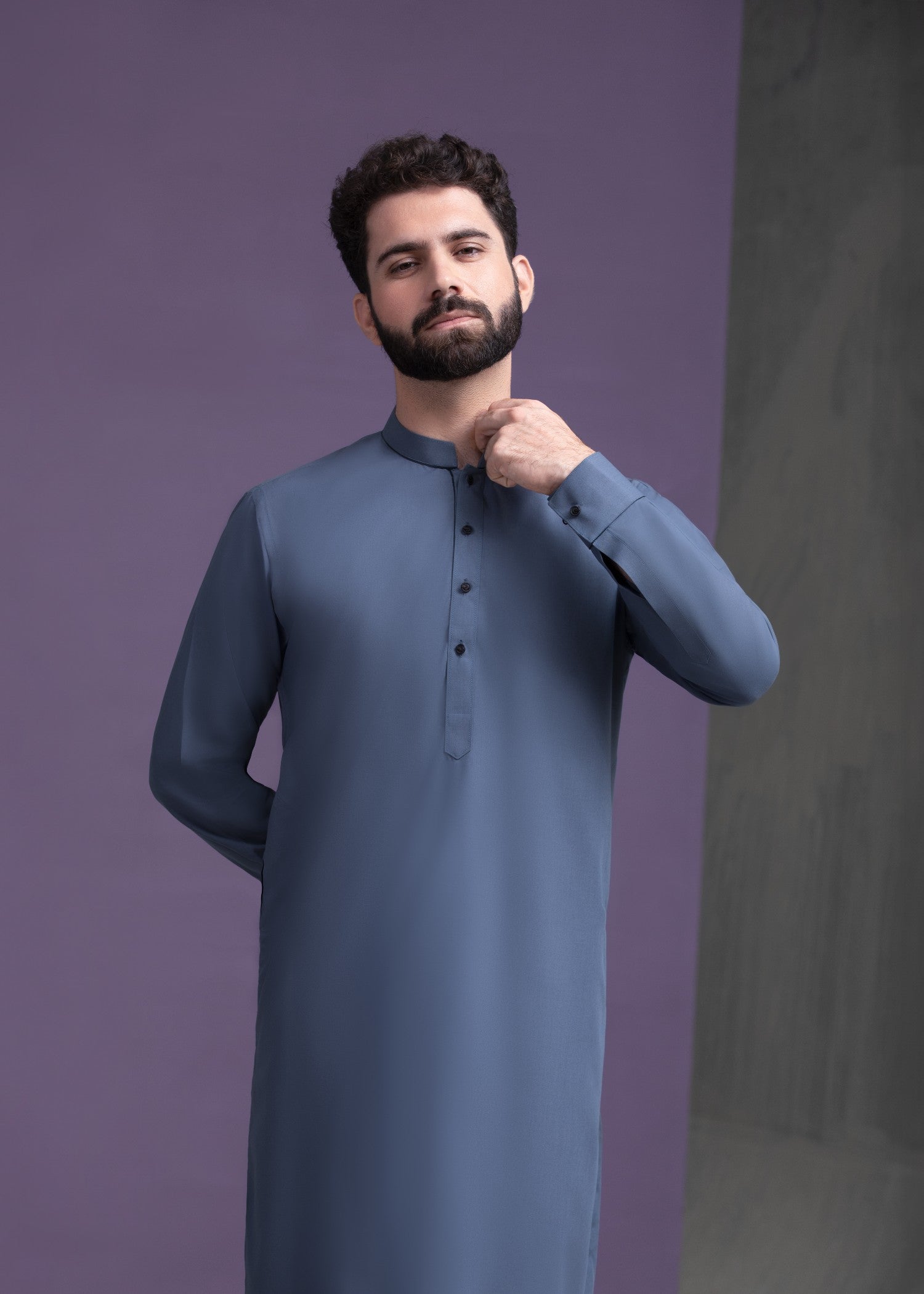 wash & wear Kurta Set in Ash grey