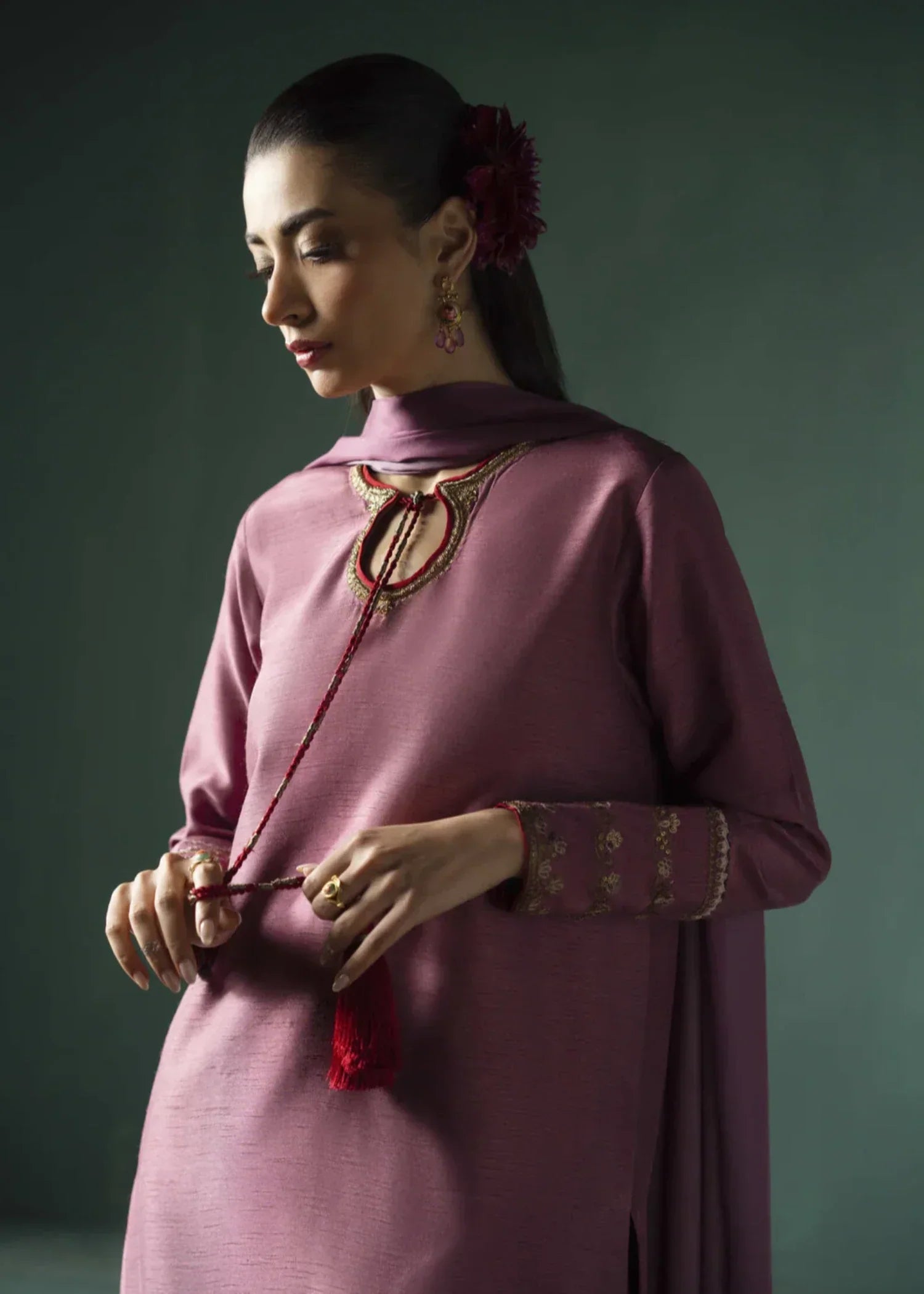 pk raw silk Kurta Set in Mauve pink