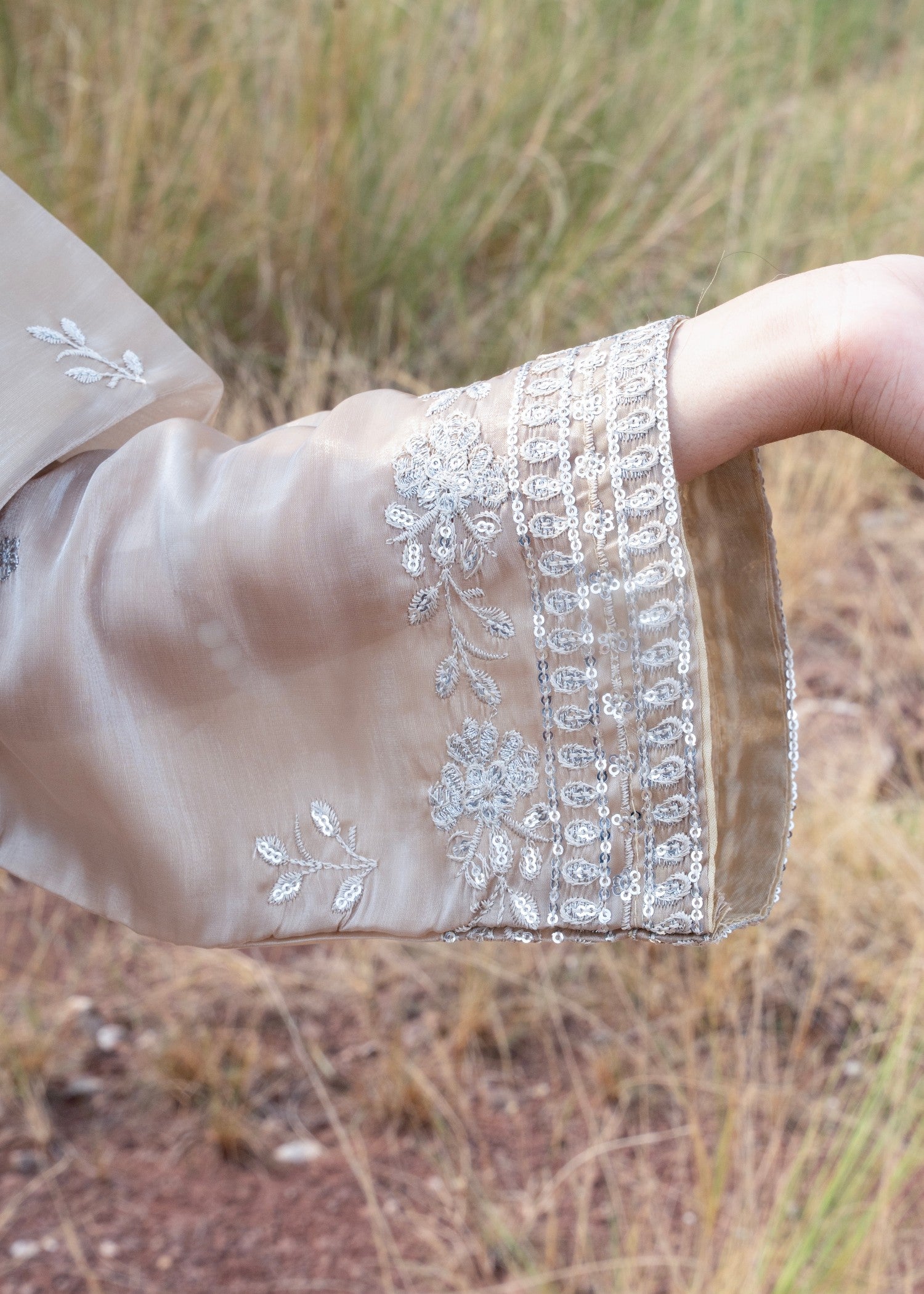 cotton silk Kurta Set in Wheat
